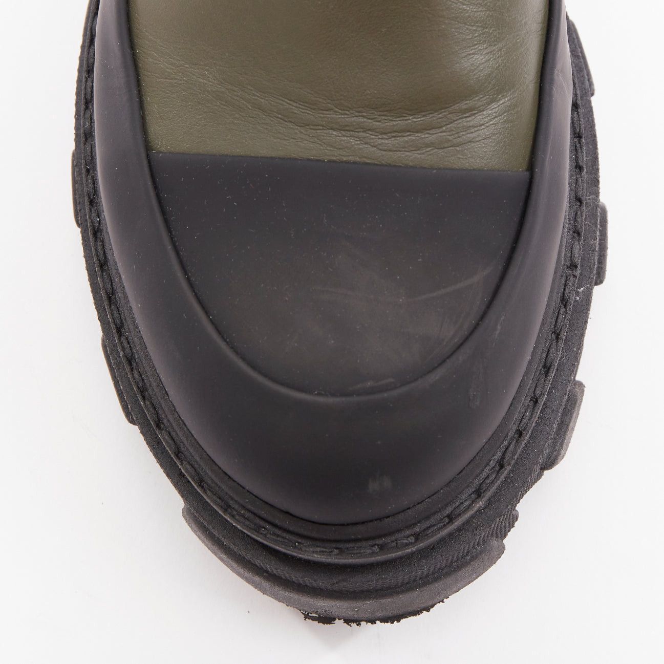 Ganni GANNI Kalamata army green leather black rubber elastic gusset tall chelsea boots EU39 Size US 9 / IT 39 - 6 Thumbnail