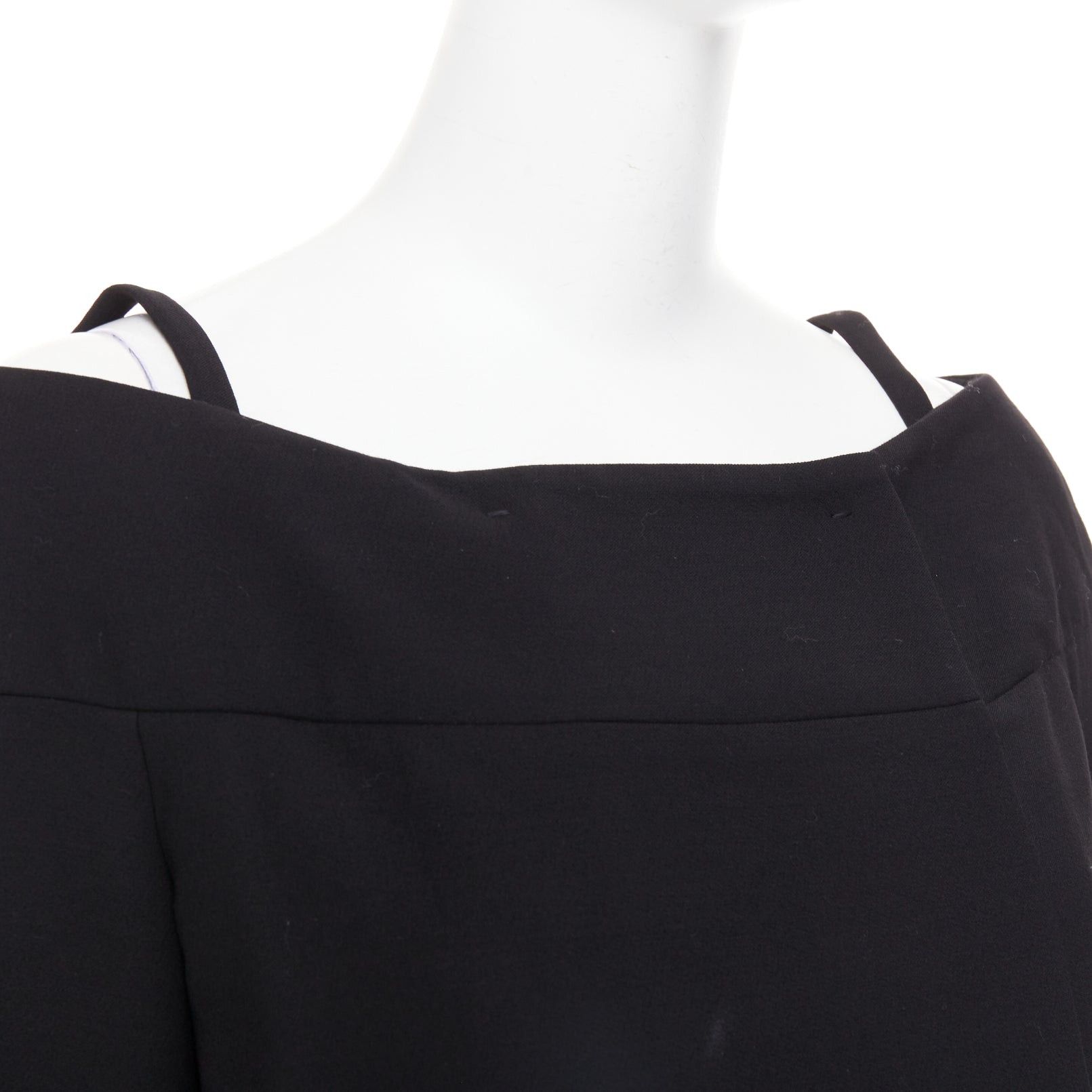 Prada PRADA 2017 black virgin wool off shoulder minimalist coat dress IT40 S Size S / US 4 / IT 40 - 7 Thumbnail