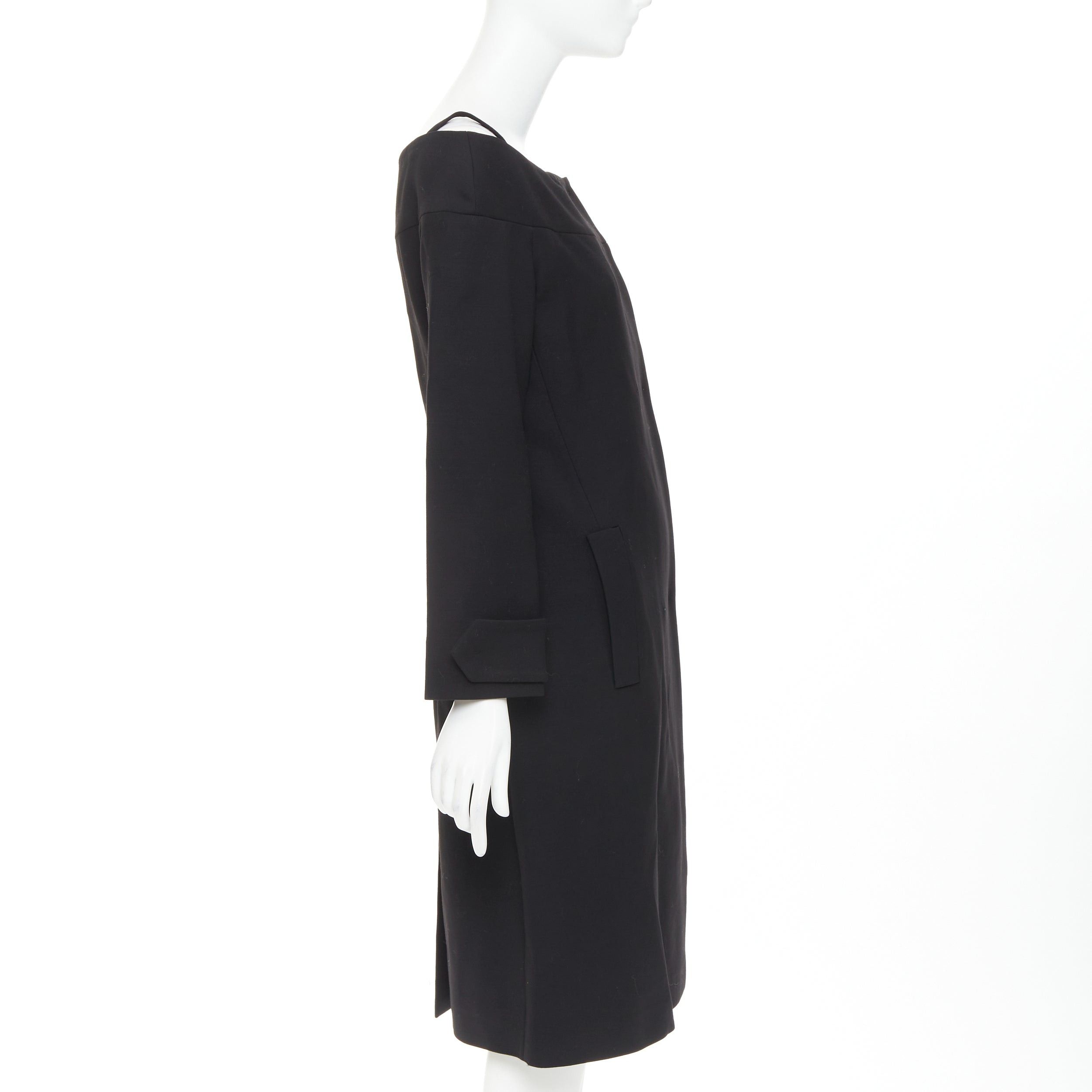 Prada PRADA 2017 black virgin wool off shoulder minimalist coat dress IT40 S Size S / US 4 / IT 40 - 4 Thumbnail