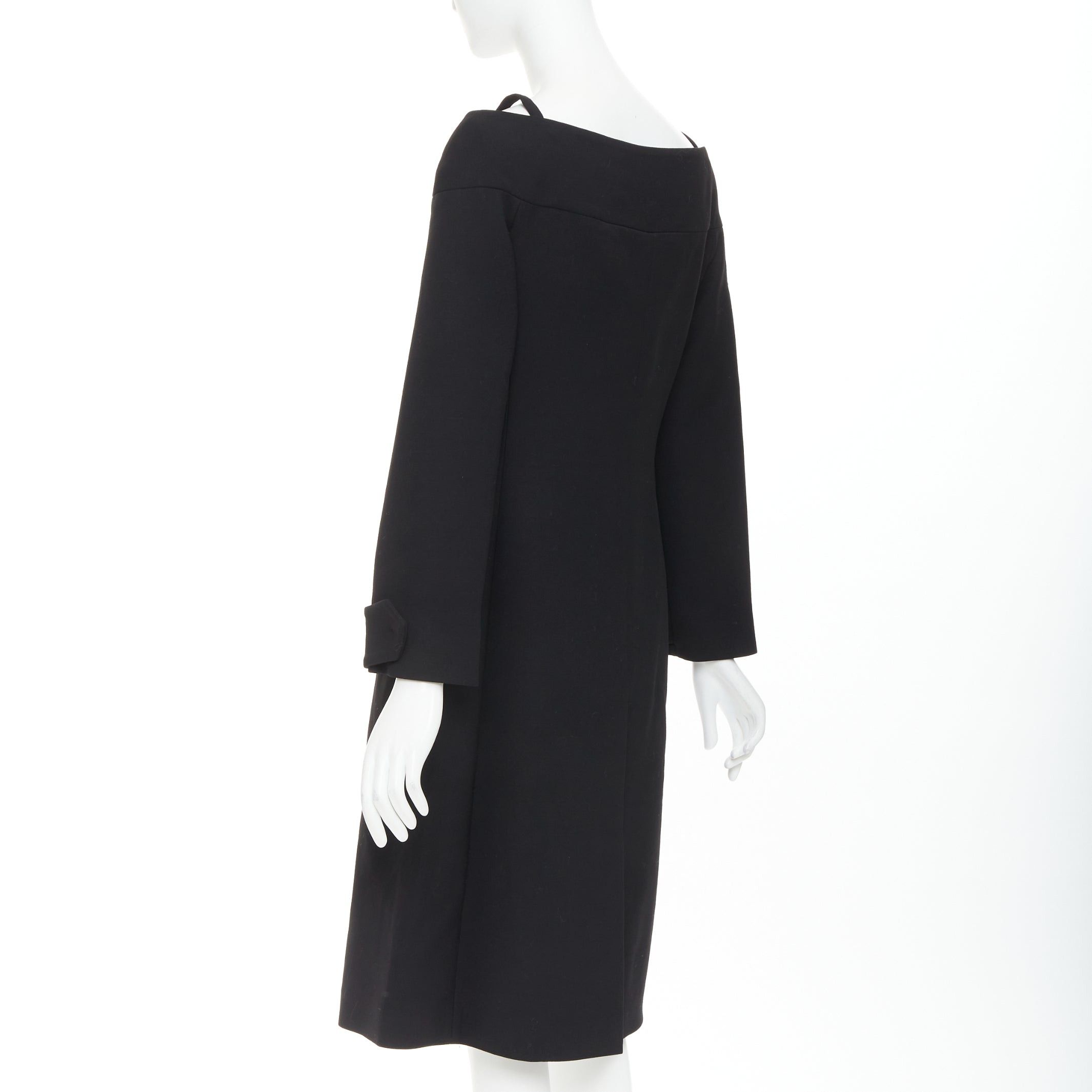 Prada PRADA 2017 black virgin wool off shoulder minimalist coat dress IT40 S Size S / US 4 / IT 40 - 6 Thumbnail