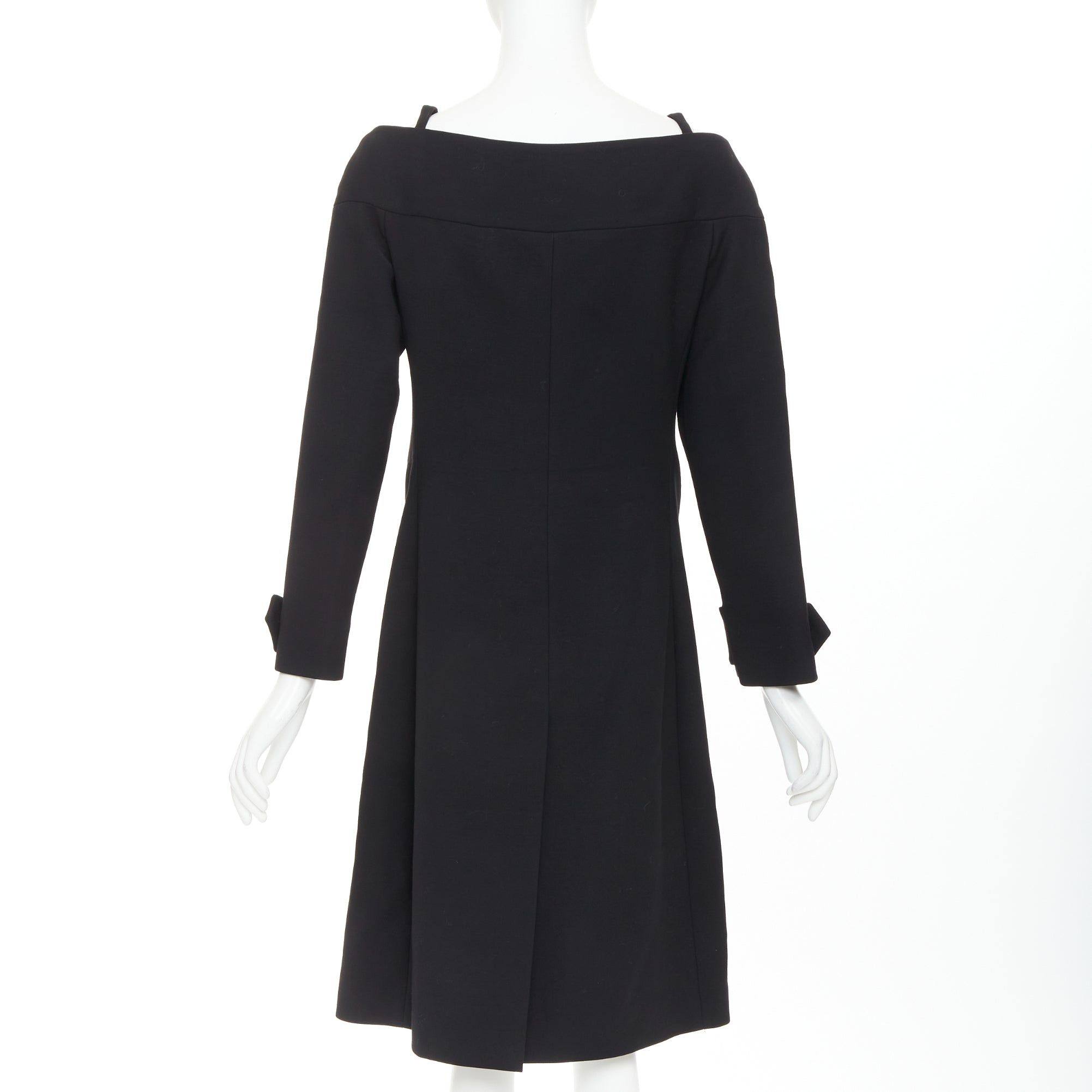 Prada PRADA 2017 black virgin wool off shoulder minimalist coat dress IT40 S Size S / US 4 / IT 40 - 5 Thumbnail