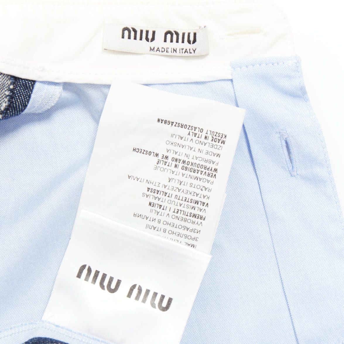 Miu Miu MIU MIU 2015 blue denim patchwork white collar pocket tunic shirt top IT38 XS Size XS / US 0-2 / IT 36-38 - 8 Thumbnail