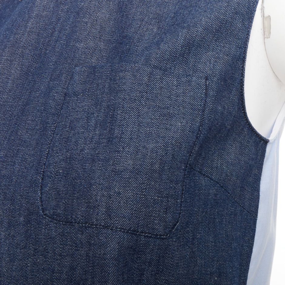 Miu Miu MIU MIU 2015 blue denim patchwork white collar pocket tunic shirt top IT38 XS Size XS / US 0-2 / IT 36-38 - 7 Thumbnail