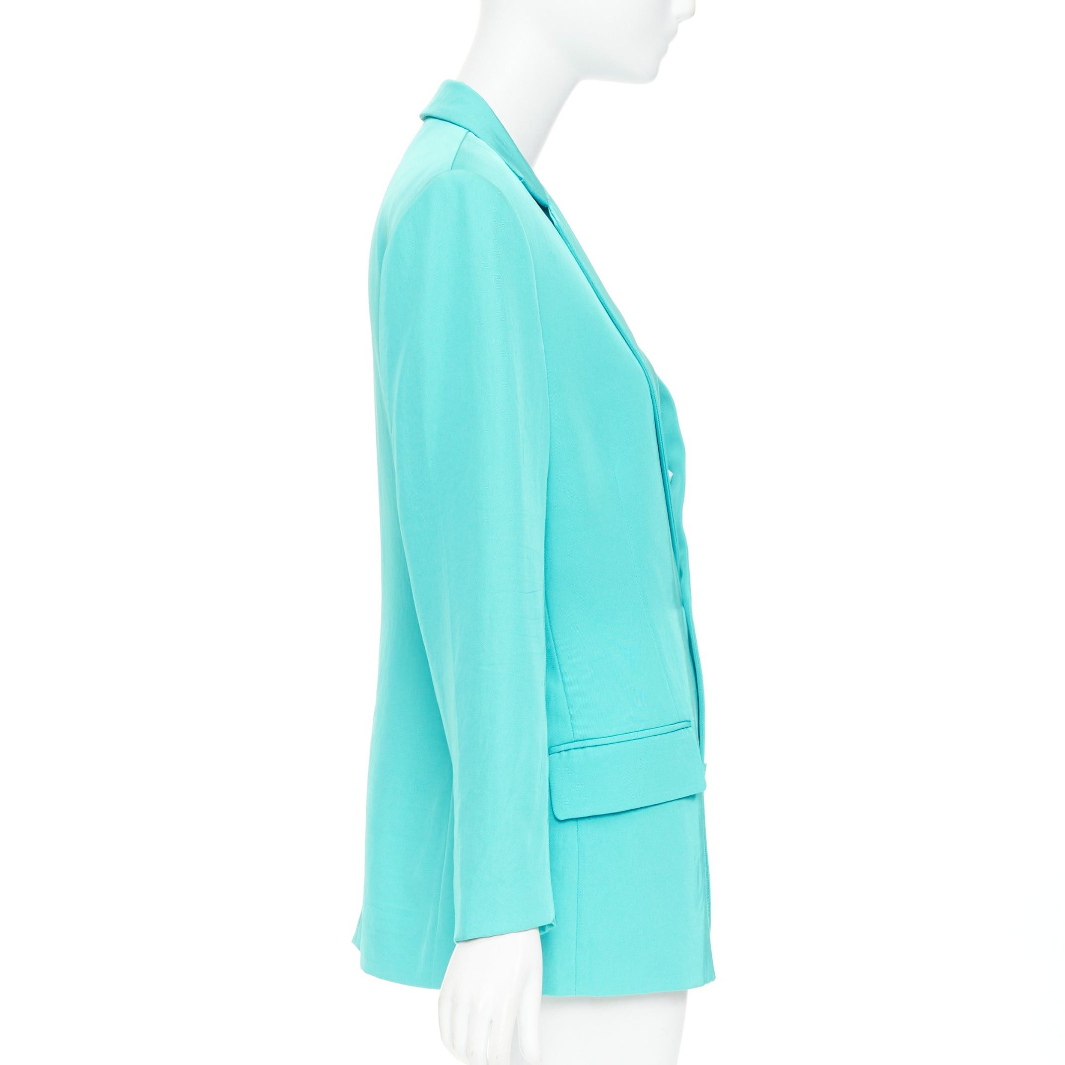 Balenciaga BALENCIAGA 2022 bright turquoise creased twill rubber logo oversized blazer jacket FR34 XS Size XS / US 0-2 / IT 36-38 - 5 Thumbnail