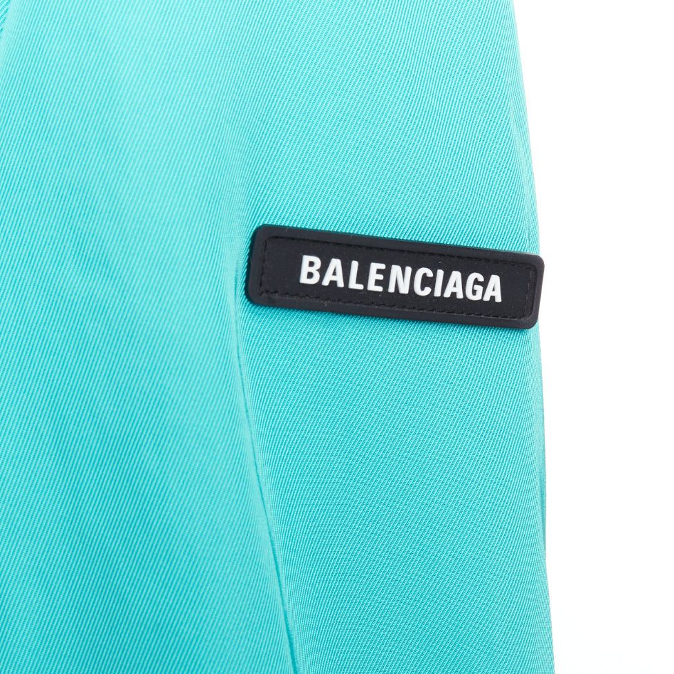 Balenciaga BALENCIAGA 2022 bright turquoise creased twill rubber logo oversized blazer jacket FR34 XS Size XS / US 0-2 / IT 36-38 - 2 Thumbnail