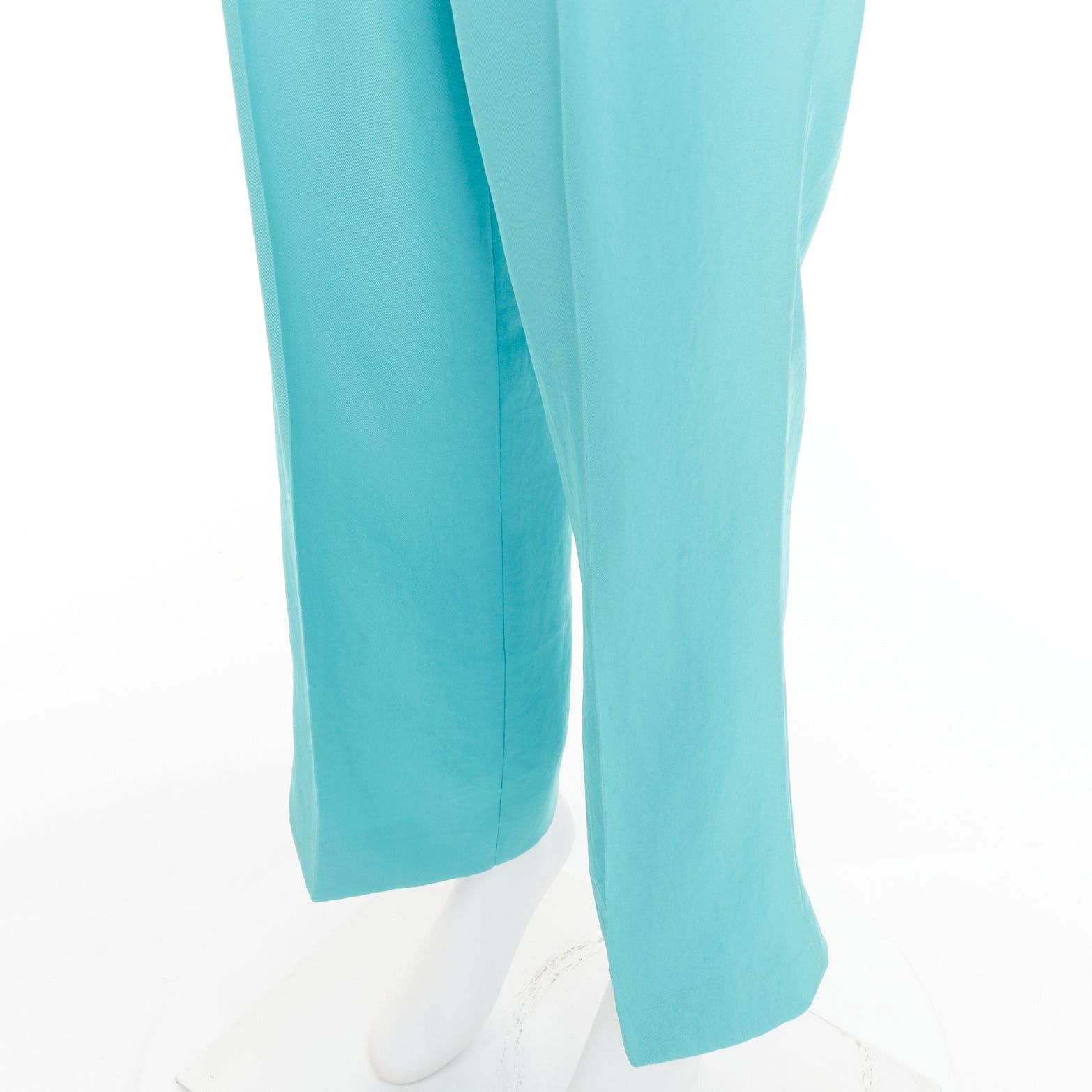 Balenciaga BALENCIAGA 2022 Unfit turquoise blue high sheen twill straight leg pants XS Size 27" / US 4 / IT 40 - 7 Thumbnail