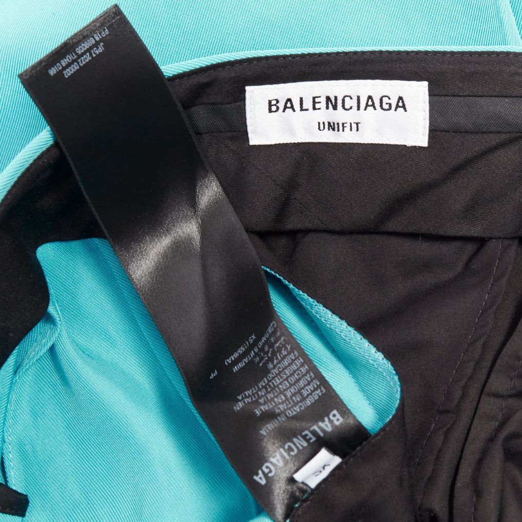 Balenciaga BALENCIAGA 2022 Unfit turquoise blue high sheen twill straight leg pants XS Size 27" / US 4 / IT 40 - 8 Thumbnail