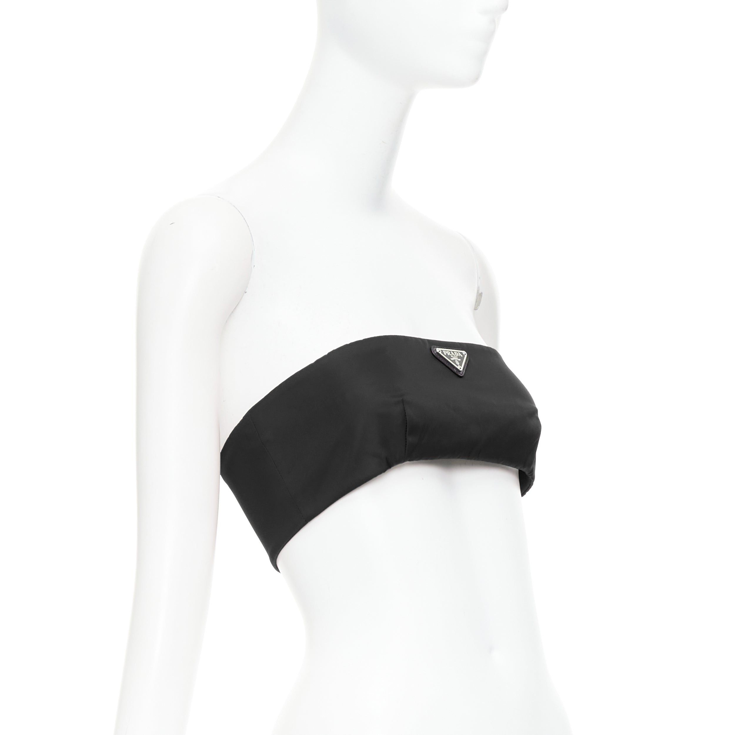 Prada PRADA Re-Nylon black triangle logo plate strapless bustier tube top IT42 M Size M / US 6-8 / IT 42-44 - 3 Thumbnail