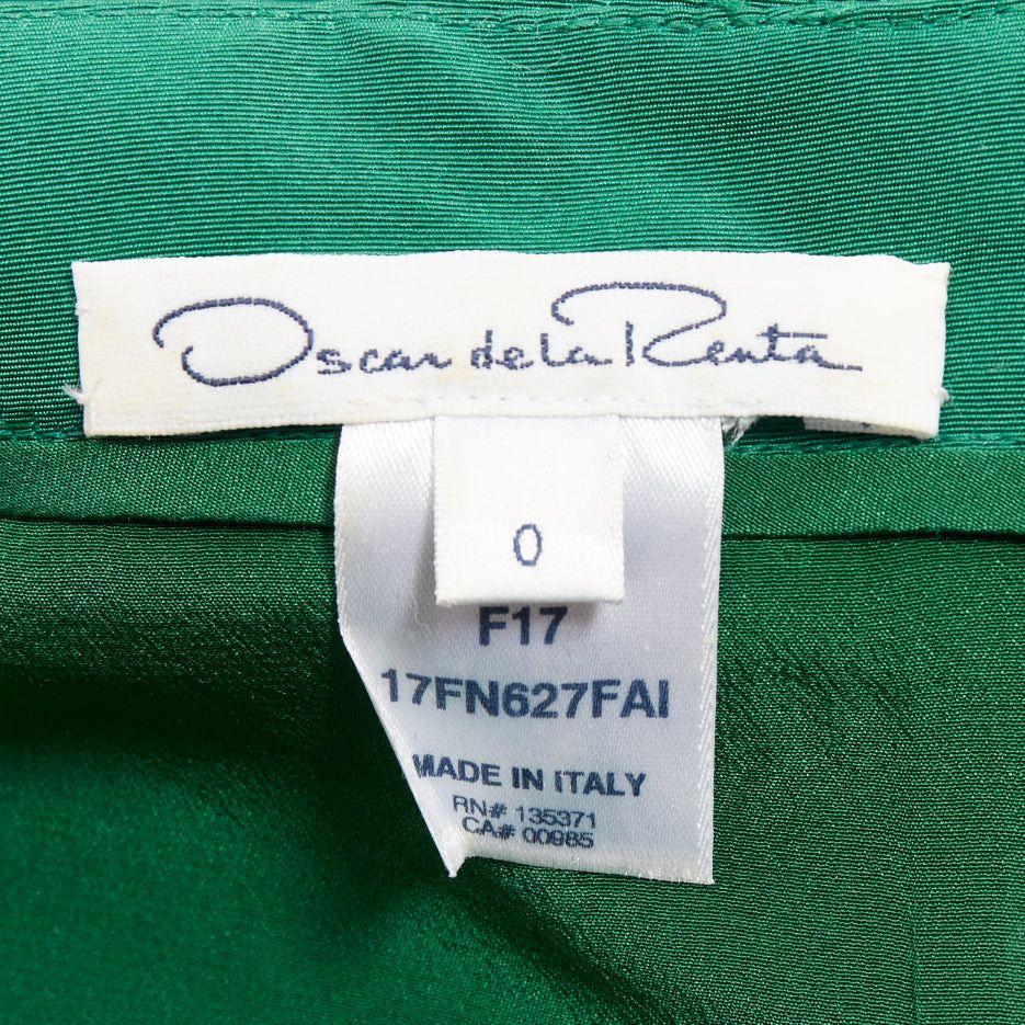 Oscar De La Renta OSCAR DE LA RENTA F17 kelly green silk taffeta bateau neck belted fit flare dress US0 XS Size XS / US 0-2 / IT 36-38 - 8 Thumbnail