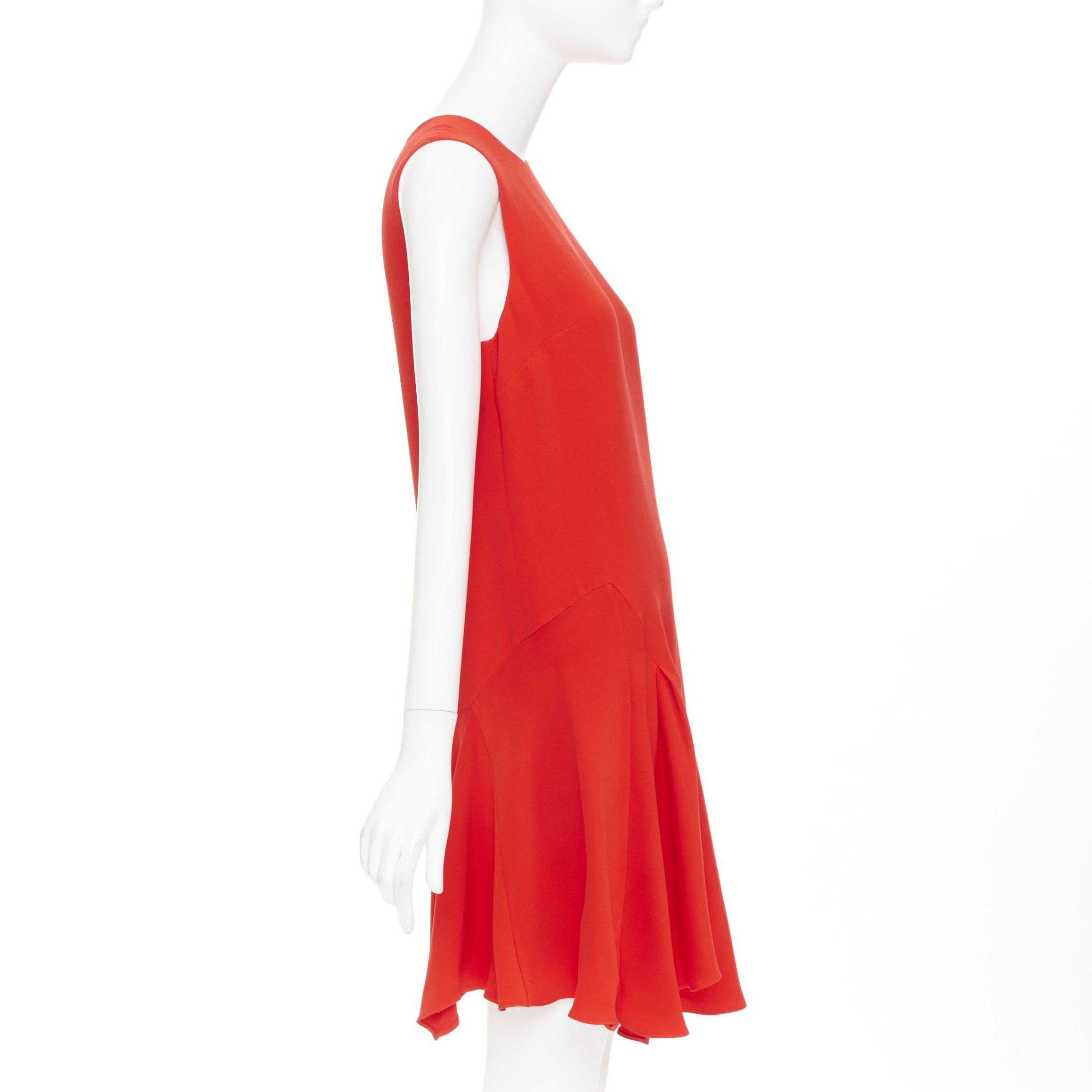 Dior CHRISTIAN DIOR red silk blend round neck asymmetric handkerchief hem flutter dress FR40 M Size M / US 6-8 / IT 42-44 - 4 Thumbnail