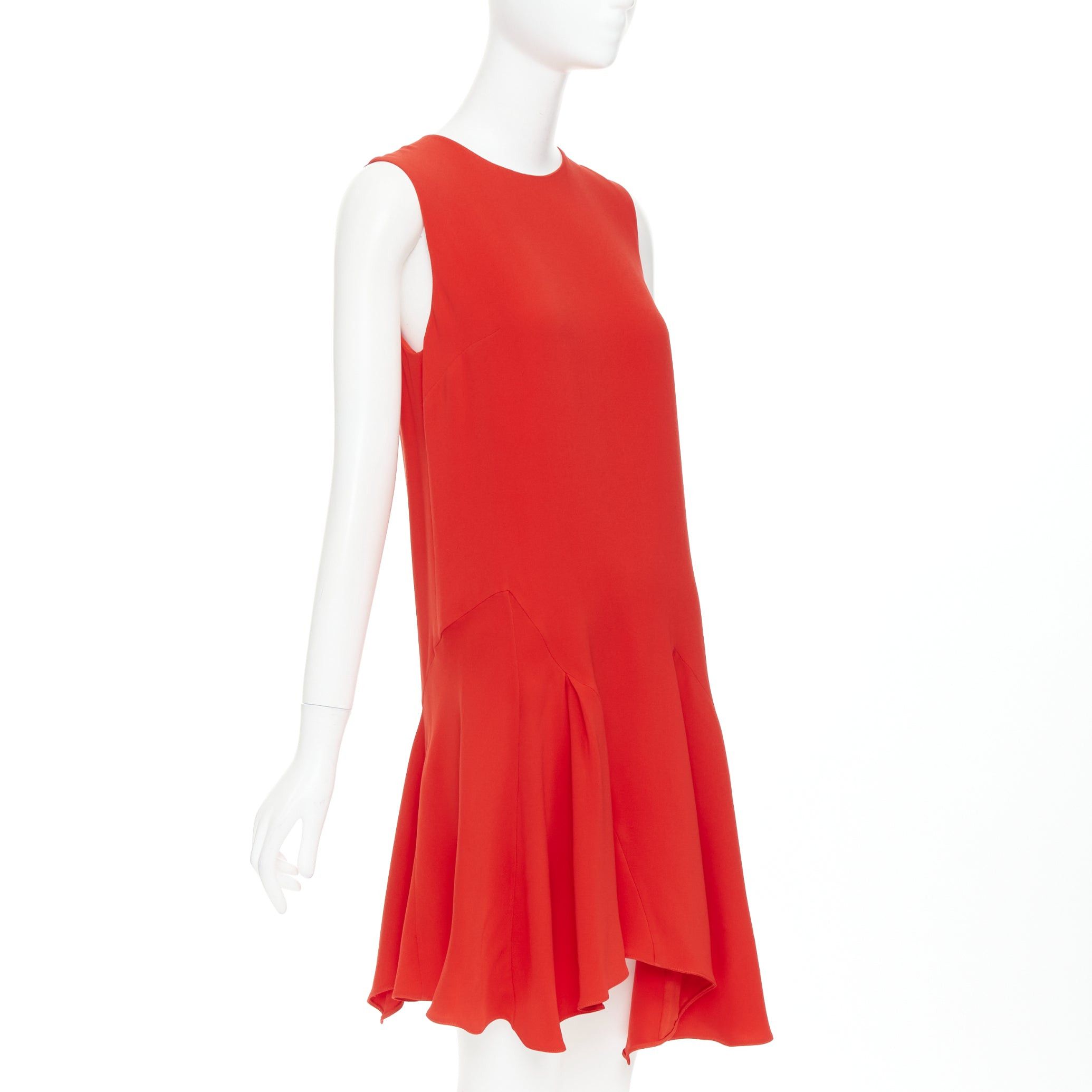 Dior CHRISTIAN DIOR red silk blend round neck asymmetric handkerchief hem flutter dress FR40 M Size M / US 6-8 / IT 42-44 - 3 Thumbnail