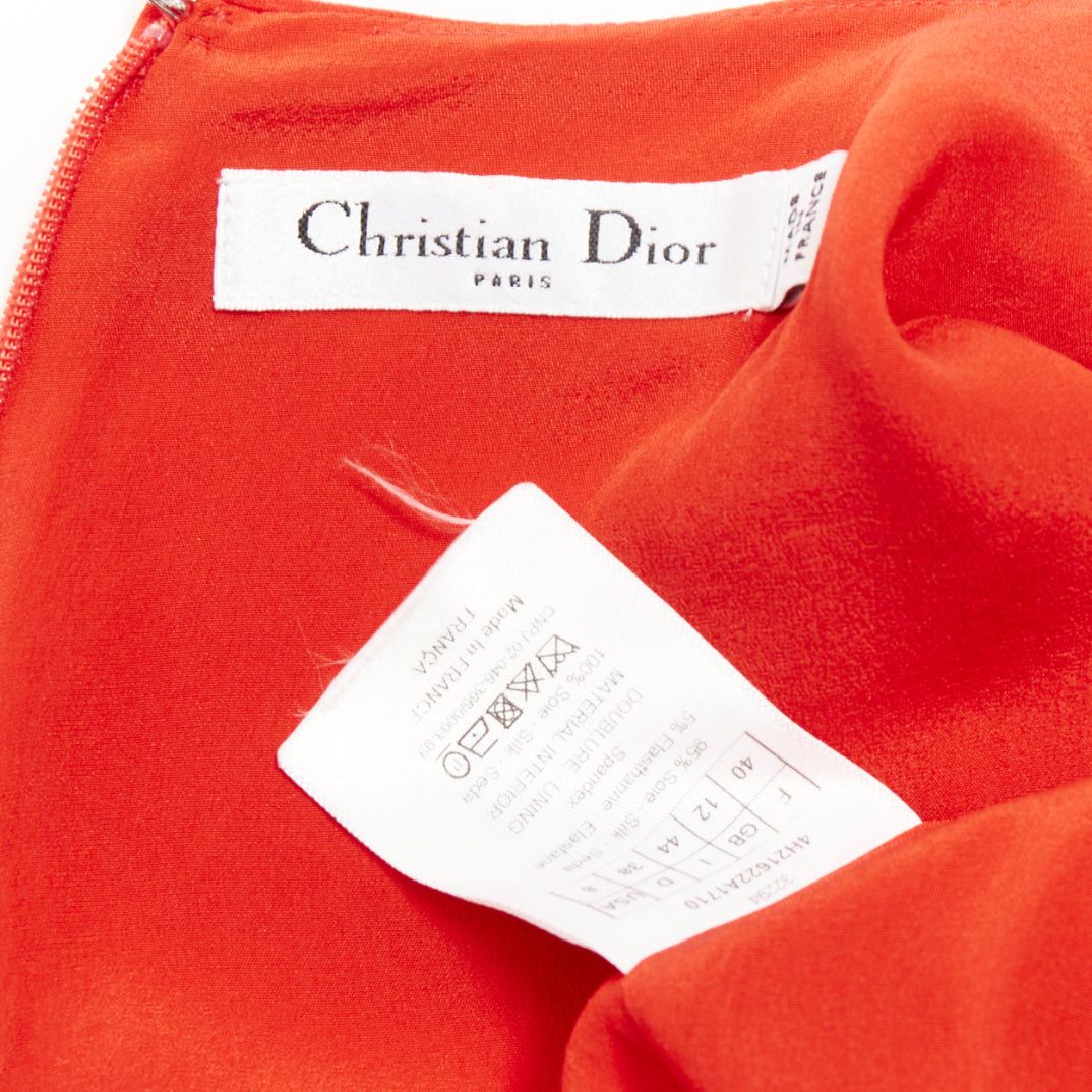 Dior CHRISTIAN DIOR red silk blend round neck asymmetric handkerchief hem flutter dress FR40 M Size M / US 6-8 / IT 42-44 - 8 Thumbnail