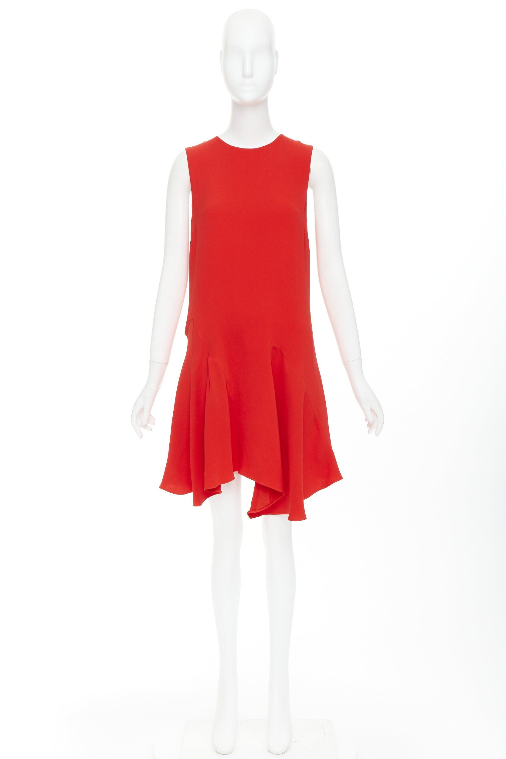 Dior CHRISTIAN DIOR red silk blend round neck asymmetric handkerchief hem flutter dress FR40 M Size M / US 6-8 / IT 42-44 - 9 Thumbnail