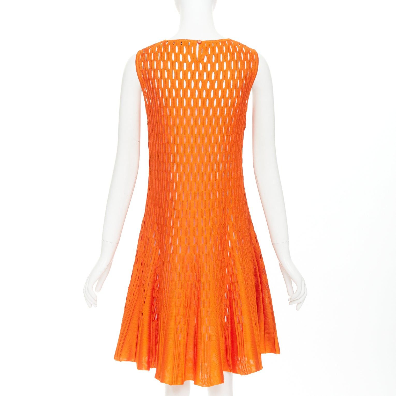 Dior DIOR orange viscose blend perforated knit cream silk lined fit flare dress FR38 M Size M / US 6-8 / IT 42-44 - 5 Thumbnail