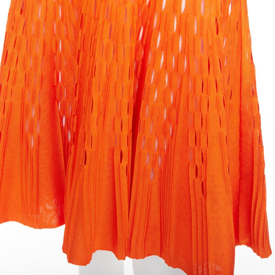 Dior DIOR orange viscose blend perforated knit cream silk lined fit flare dress FR38 M Size M / US 6-8 / IT 42-44 - 8 Thumbnail