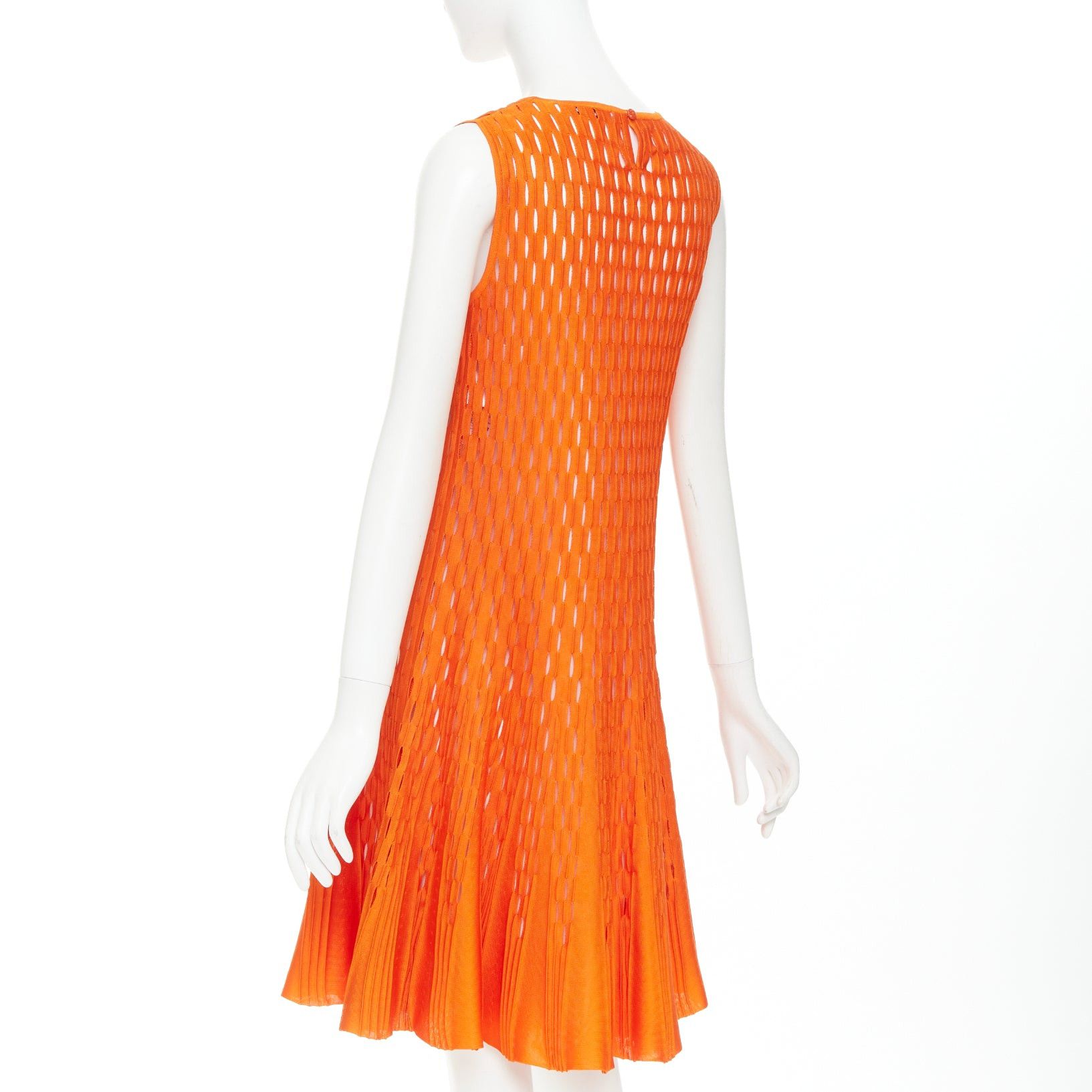 Dior DIOR orange viscose blend perforated knit cream silk lined fit flare dress FR38 M Size M / US 6-8 / IT 42-44 - 6 Thumbnail