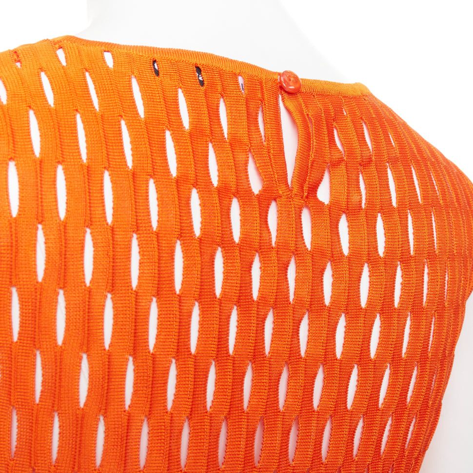 Dior DIOR orange viscose blend perforated knit cream silk lined fit flare dress FR38 M Size M / US 6-8 / IT 42-44 - 7 Thumbnail