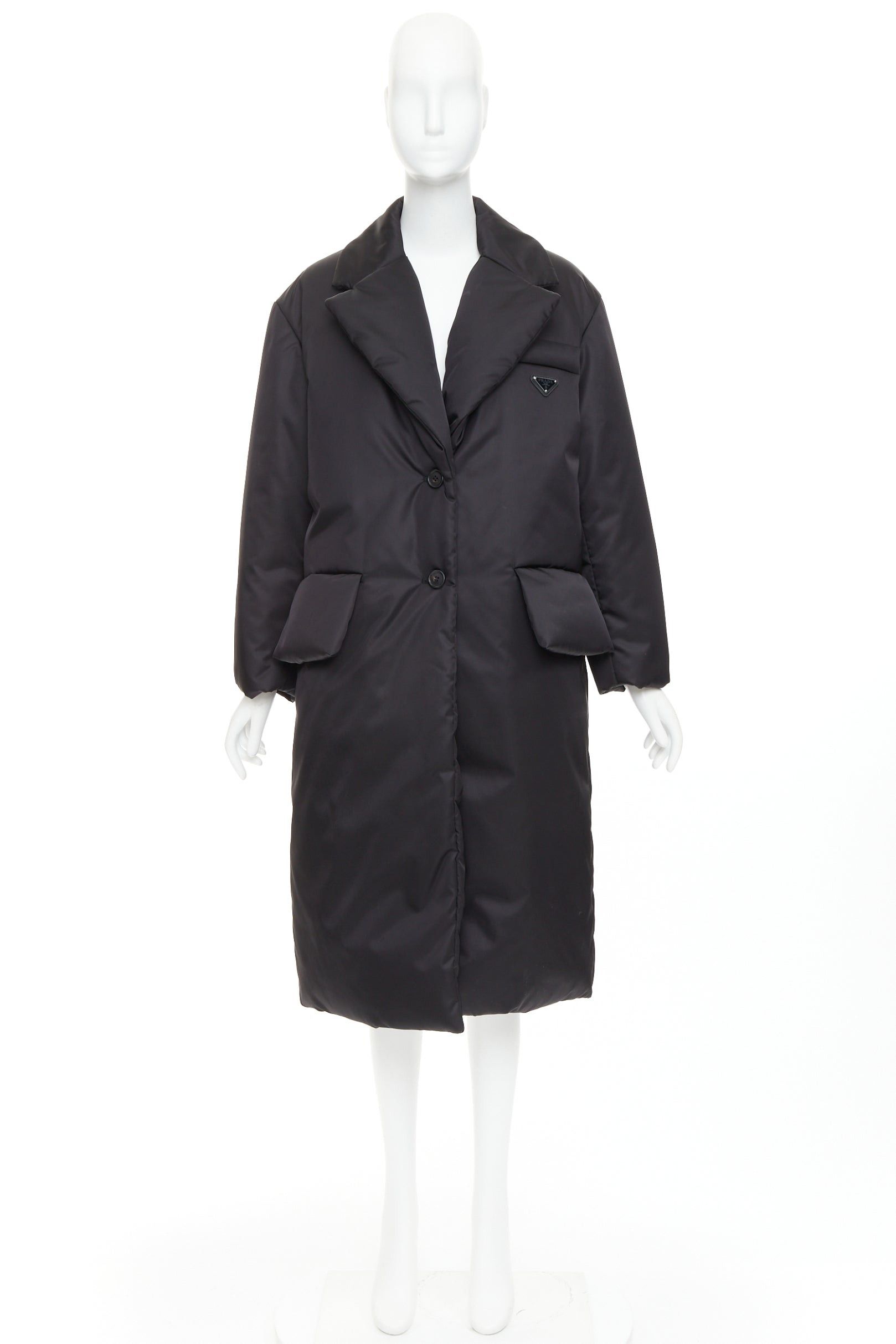 Prada PRADA 2022 Re-Nylon black silver logo flap pocket technical puffer coat IT36 XXS Size XS / US 0-2 / IT 36-38 - 10 Thumbnail
