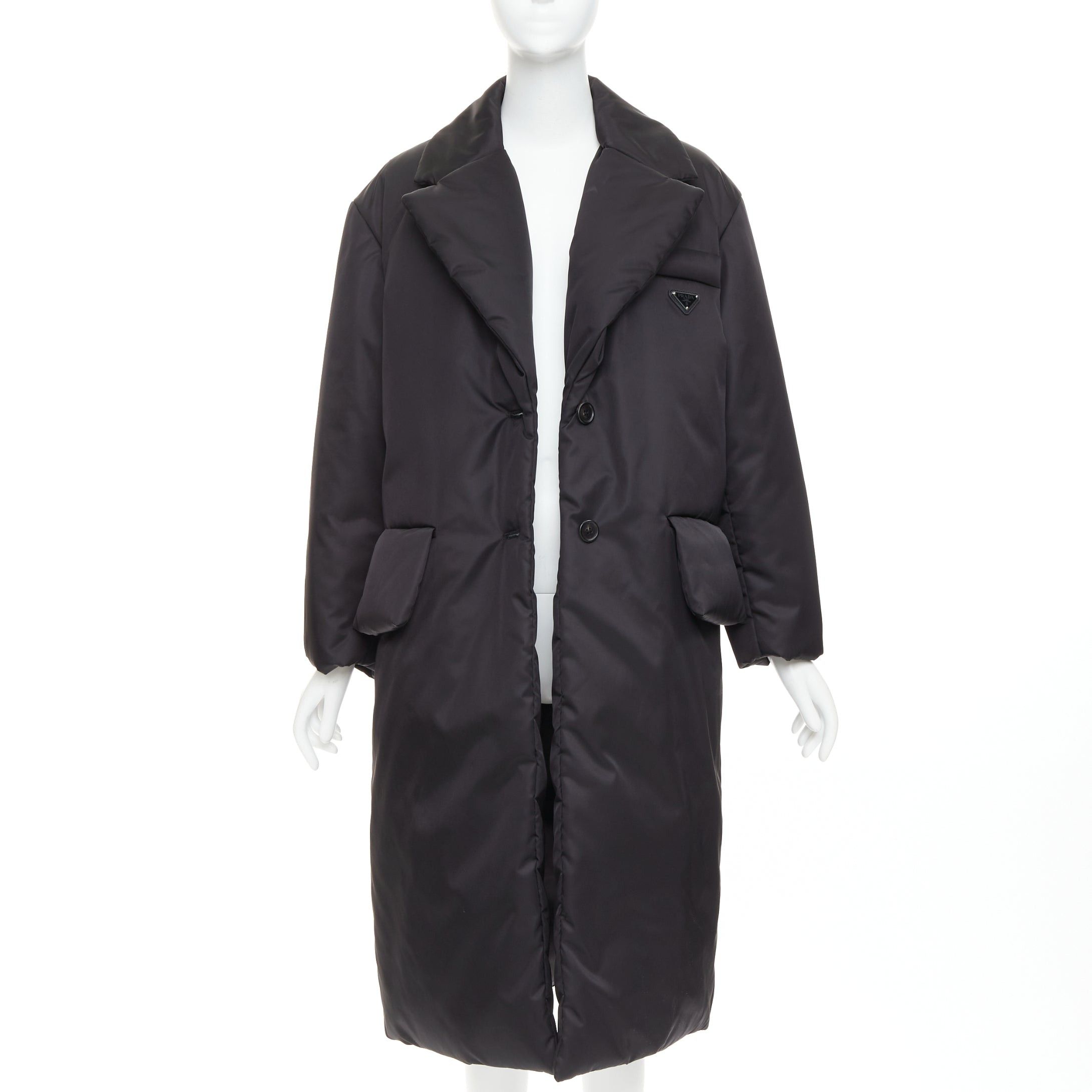 Prada PRADA 2022 Re-Nylon black silver logo flap pocket technical puffer coat IT36 XXS Size XS / US 0-2 / IT 36-38 - 3 Thumbnail