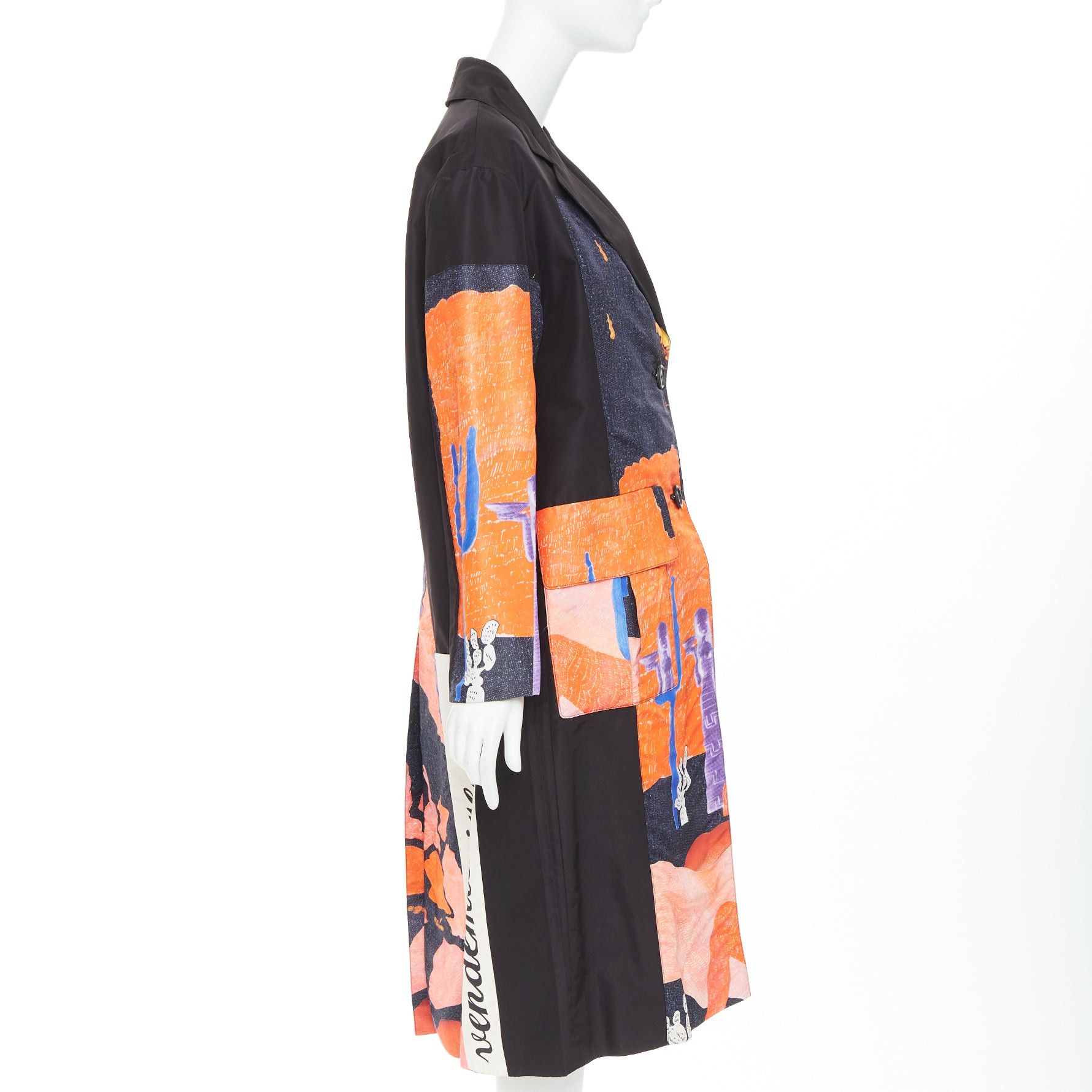 Prada PRADA 2017 Runway Vendemiaire orange black pop art graphic print coat IT38 XS Anna Wintour Size XS / US 0-2 / IT 36-38 - 5 Thumbnail