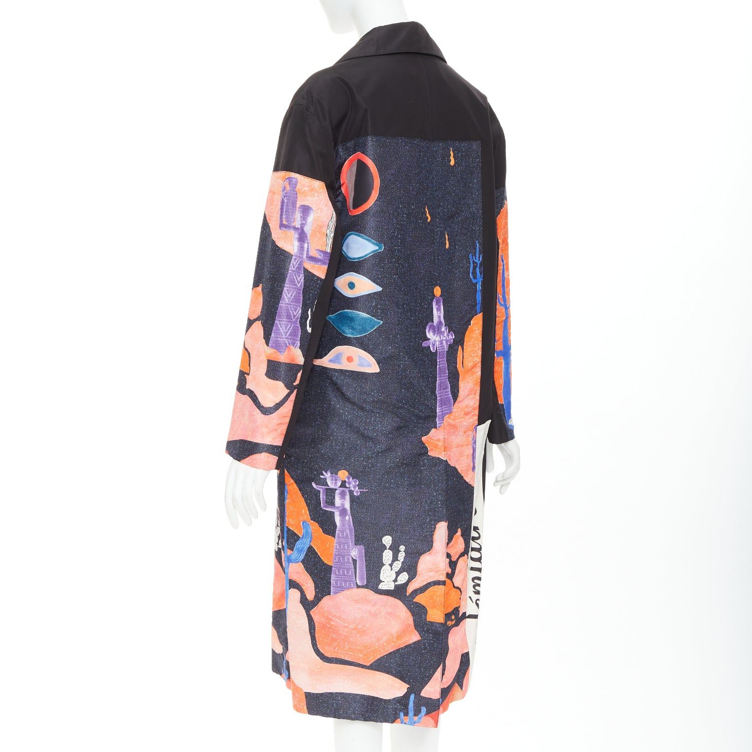 Prada PRADA 2017 Runway Vendemiaire orange black pop art graphic print coat IT38 XS Anna Wintour Size XS / US 0-2 / IT 36-38 - 7 Thumbnail