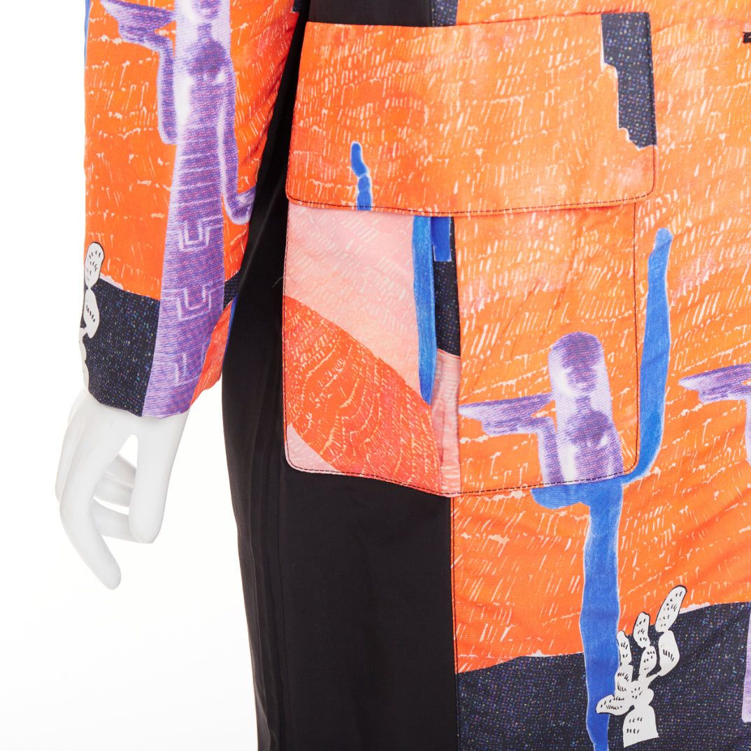 Prada PRADA 2017 Runway Vendemiaire orange black pop art graphic print coat IT38 XS Anna Wintour Size XS / US 0-2 / IT 36-38 - 9 Thumbnail