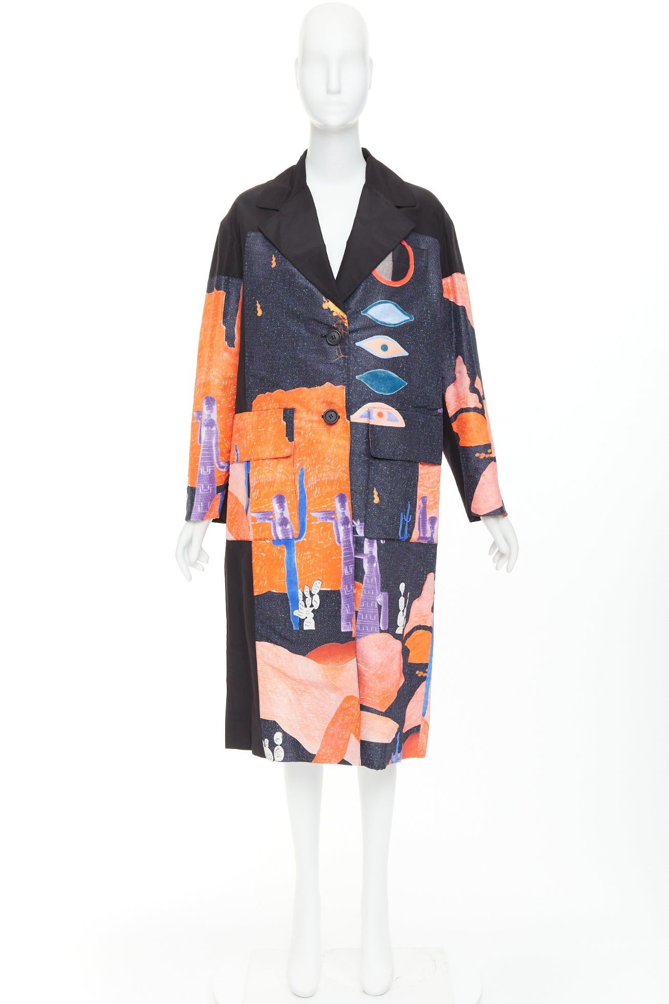 Prada PRADA 2017 Runway Vendemiaire orange black pop art graphic print coat IT38 XS Anna Wintour Size XS / US 0-2 / IT 36-38 - 11 Thumbnail