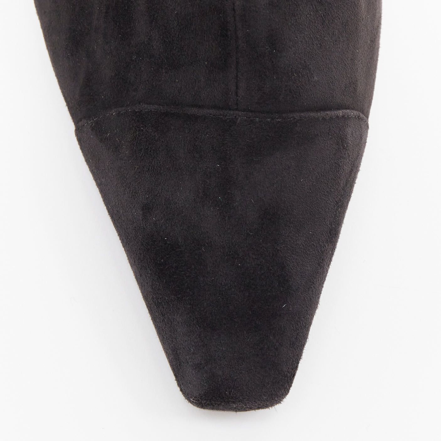 Chanel CHANEL 2018 Runway Forest Fairies black suede pointed square toe over knee boots EU38 Size US 8 / IT 38 - 6 Thumbnail
