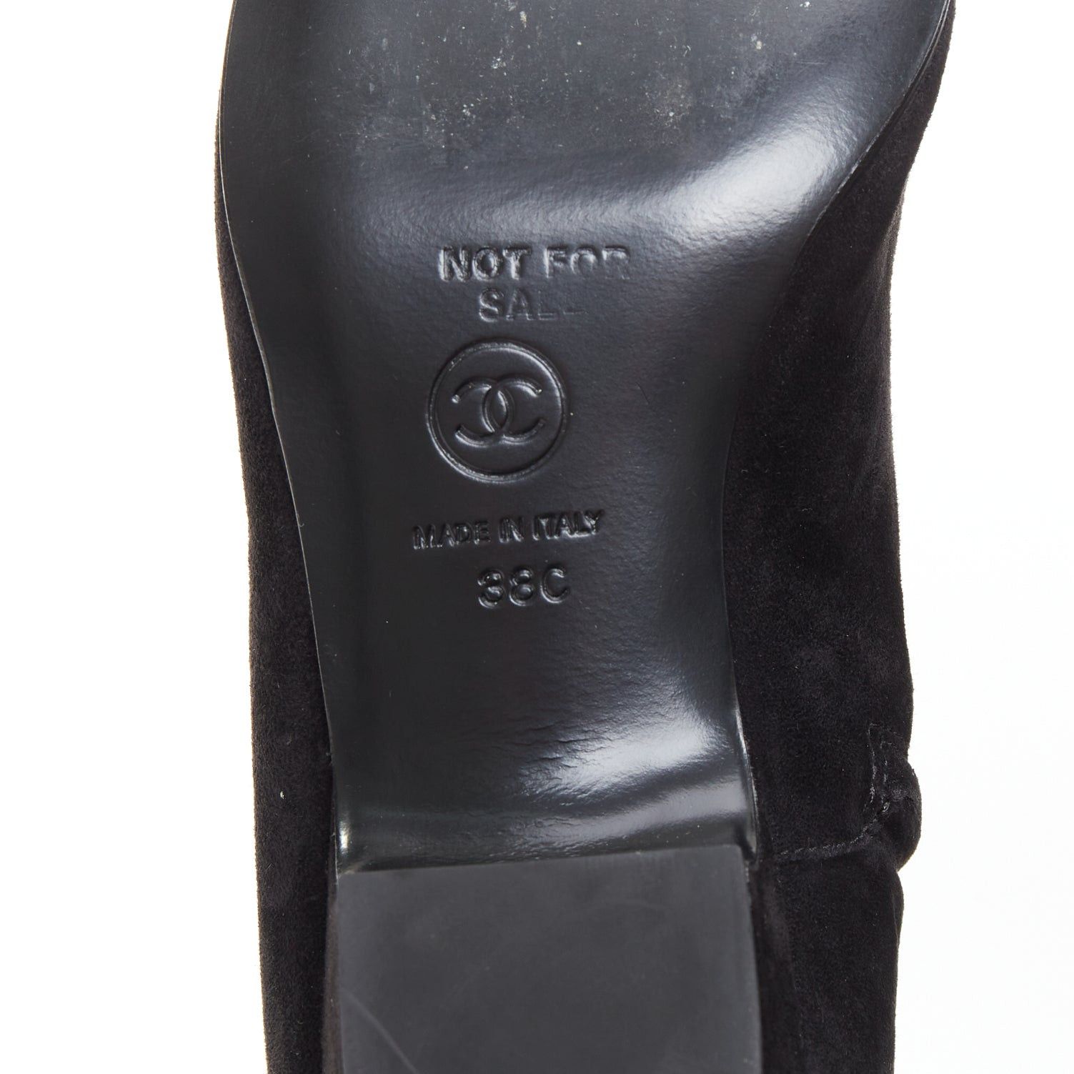 Chanel CHANEL 2018 Runway Forest Fairies black suede pointed square toe over knee boots EU38 Size US 8 / IT 38 - 11 Thumbnail