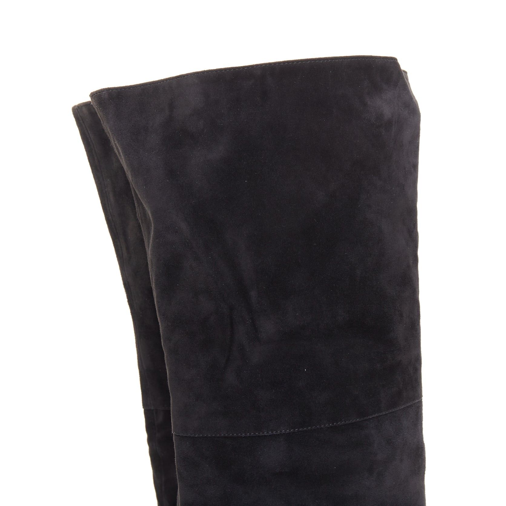 Chanel CHANEL 2018 Runway Forest Fairies black suede pointed square toe over knee boots EU38 Size US 8 / IT 38 - 10 Thumbnail
