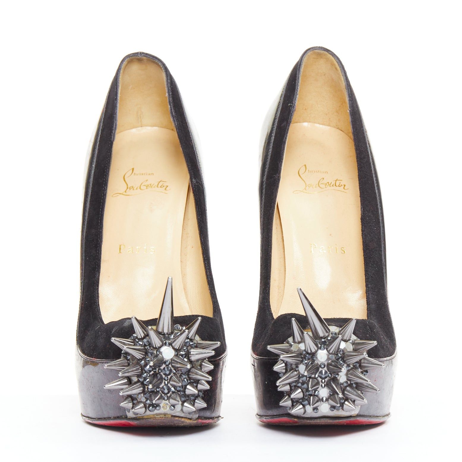 Christian Louboutin CHRISTIAN LOUBOUTIN Asteroid 140 black silver punk spike strass toe platform heels EU39 Size US 9 / IT 39 - 3 Thumbnail