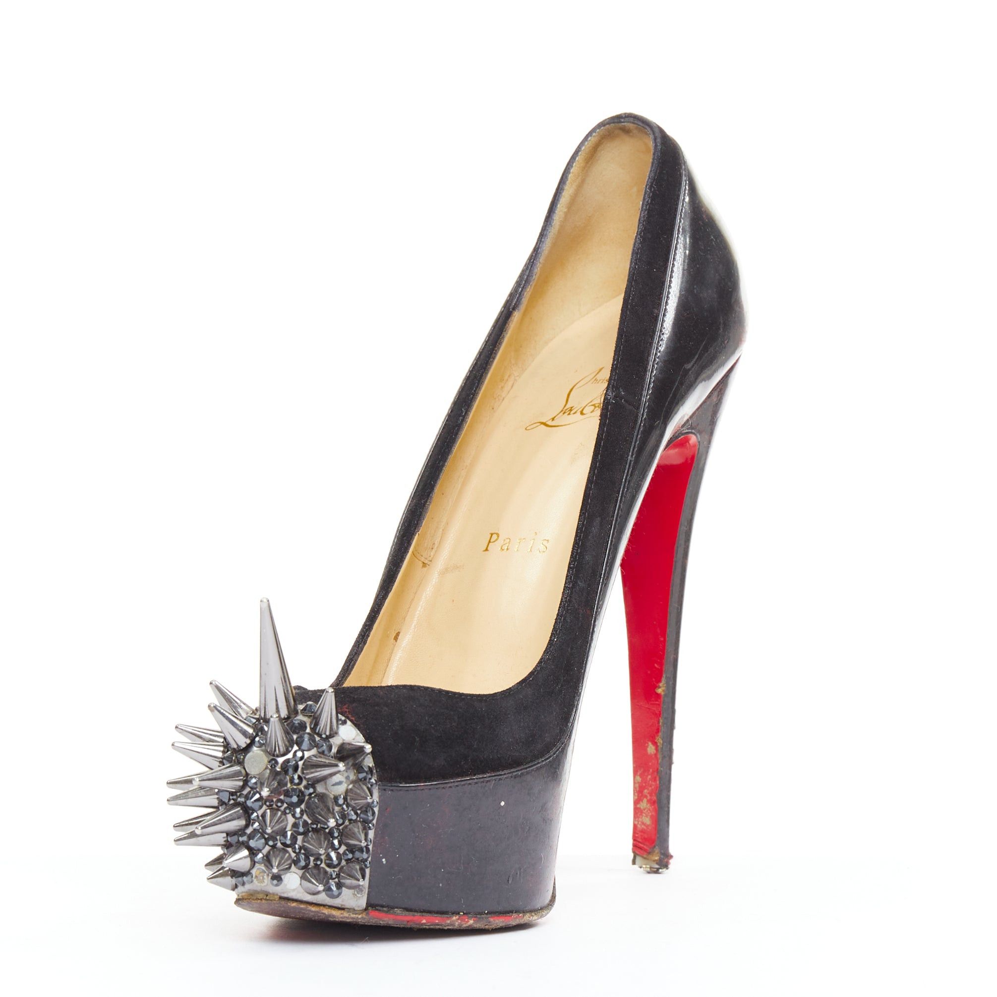 Christian Louboutin CHRISTIAN LOUBOUTIN Asteroid 140 black silver punk spike strass toe platform heels EU39 Size US 9 / IT 39 - 4 Thumbnail