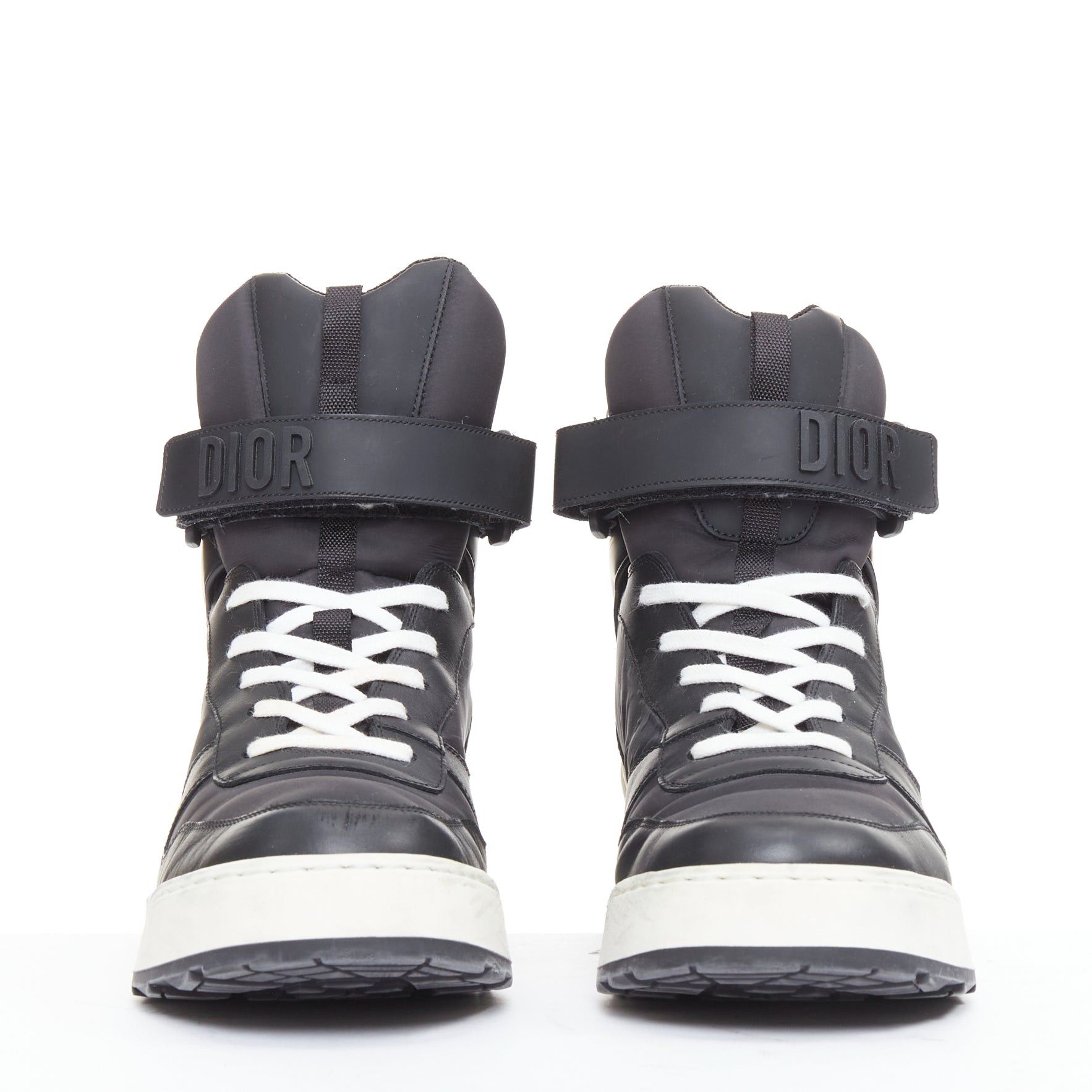 Dior CHRISTIAN DIOR 2019 Jumper Leather black logo magic tape high top sneakers EU37.5 Size US 7.5 / IT 37.5 - 3 Thumbnail