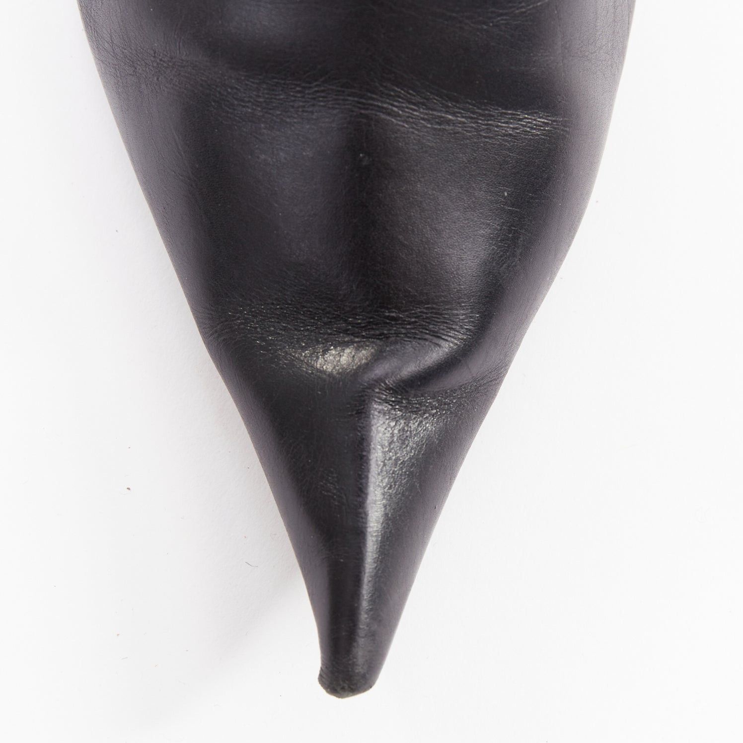 Balenciaga BALENCIAGA Hourglass black leather sculptural curved heel knife point ankle boots EU37 Size US 7 / IT 37 - 6 Thumbnail
