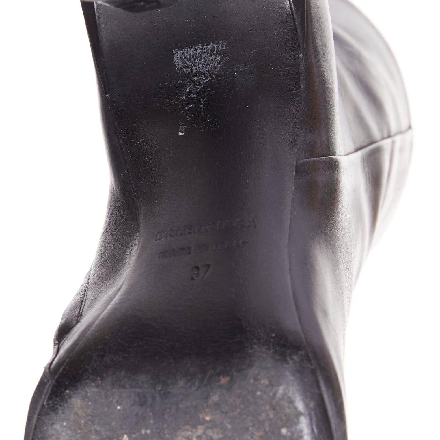Balenciaga BALENCIAGA Hourglass black leather sculptural curved heel knife point ankle boots EU37 Size US 7 / IT 37 - 9 Thumbnail
