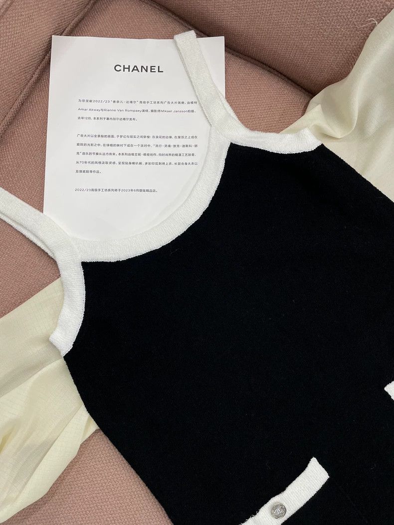 Chanel Chanel Black White Sling Dress Double C Size US L / EU 52-54 / 3 - 2 Thumbnail