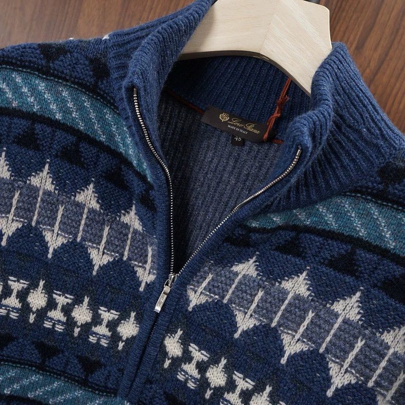 Loro Piana Loro Piana Men's Fair Isle Zip Sweater Size US L / EU 52-54 / 3 - 3 Thumbnail