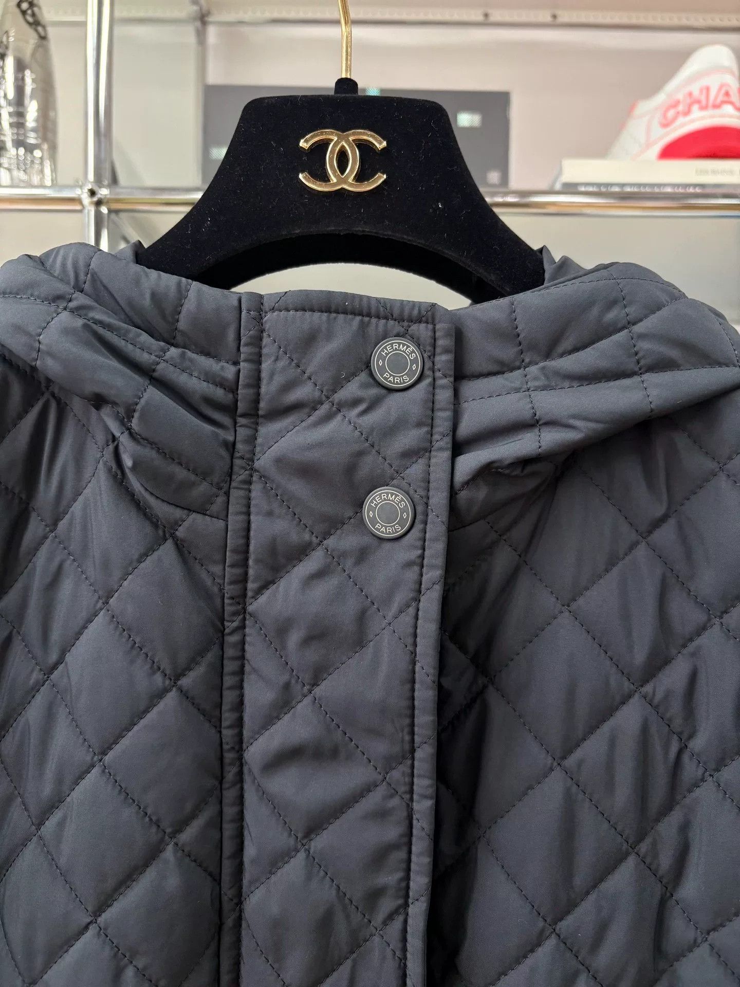 Hermes hermes black lightweight quilted hooded jacket Size US S / EU 44-46 / 1 - 4 Thumbnail