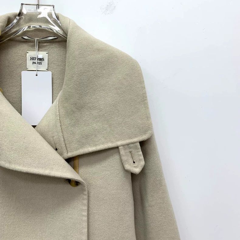 Hermes Hermes Oatmeal Cashmere Belted Coat Size US XXS / EU 40 - 3 Thumbnail