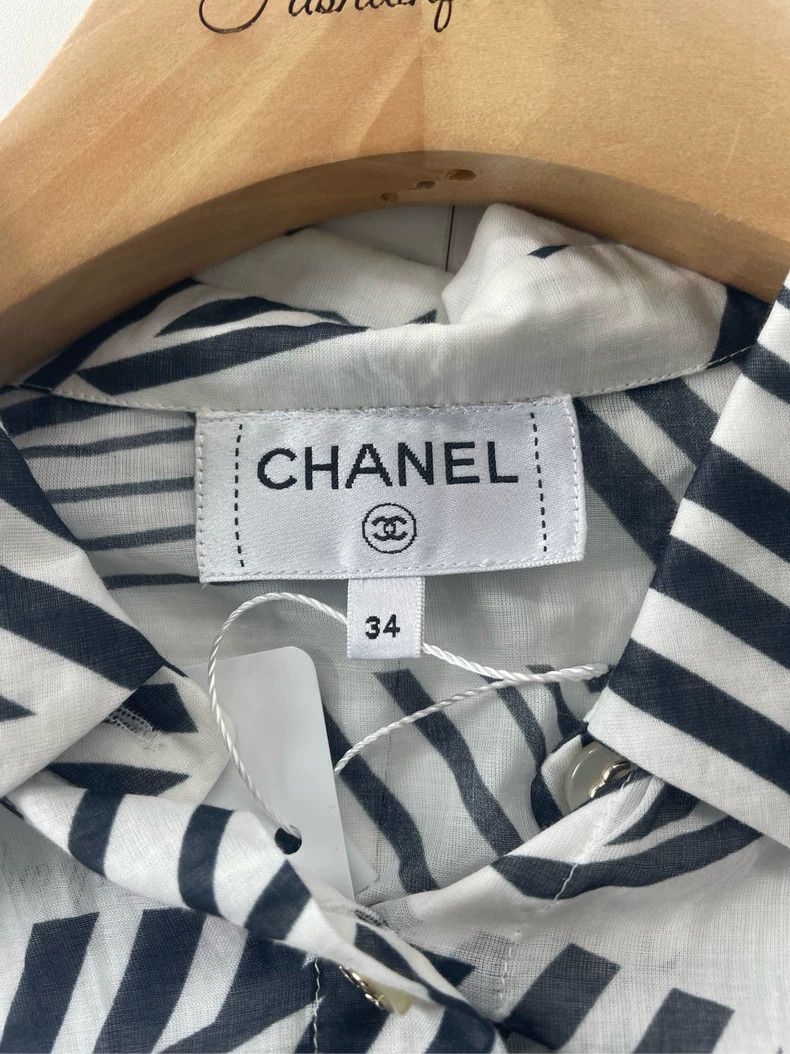 Chanel Chanel Black White Star Stripe Shirt Size US XS / EU 42 / 0 - 3 Thumbnail