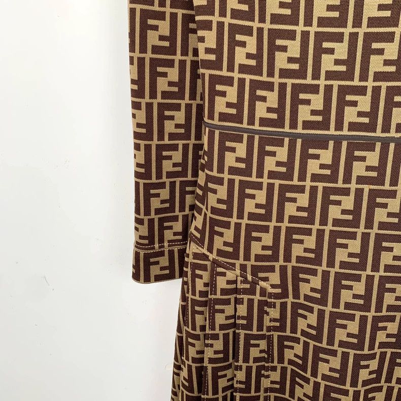 Fendi Fendi Brown Logo Print Cotton Dress Size M / US 6-8 / IT 42-44 - 4 Thumbnail