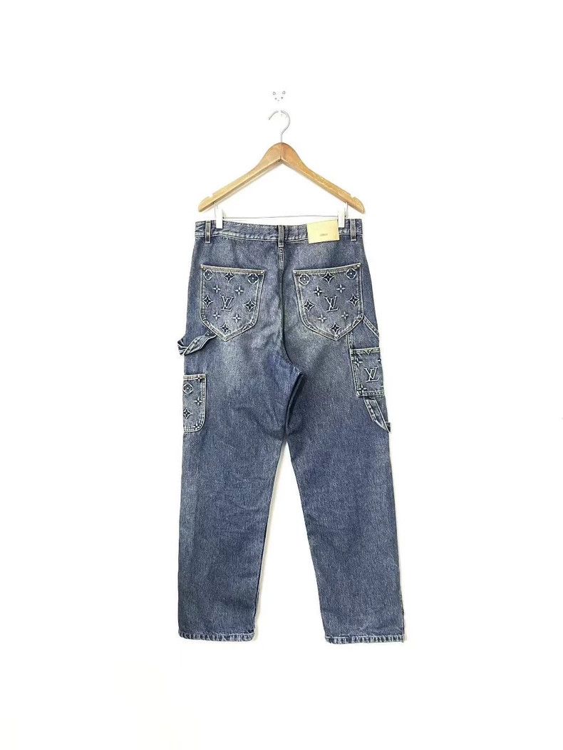 Louis Vuitton Louis Vuitton Blue Denim Jeans with Monogram Size US 33 - 2 Thumbnail