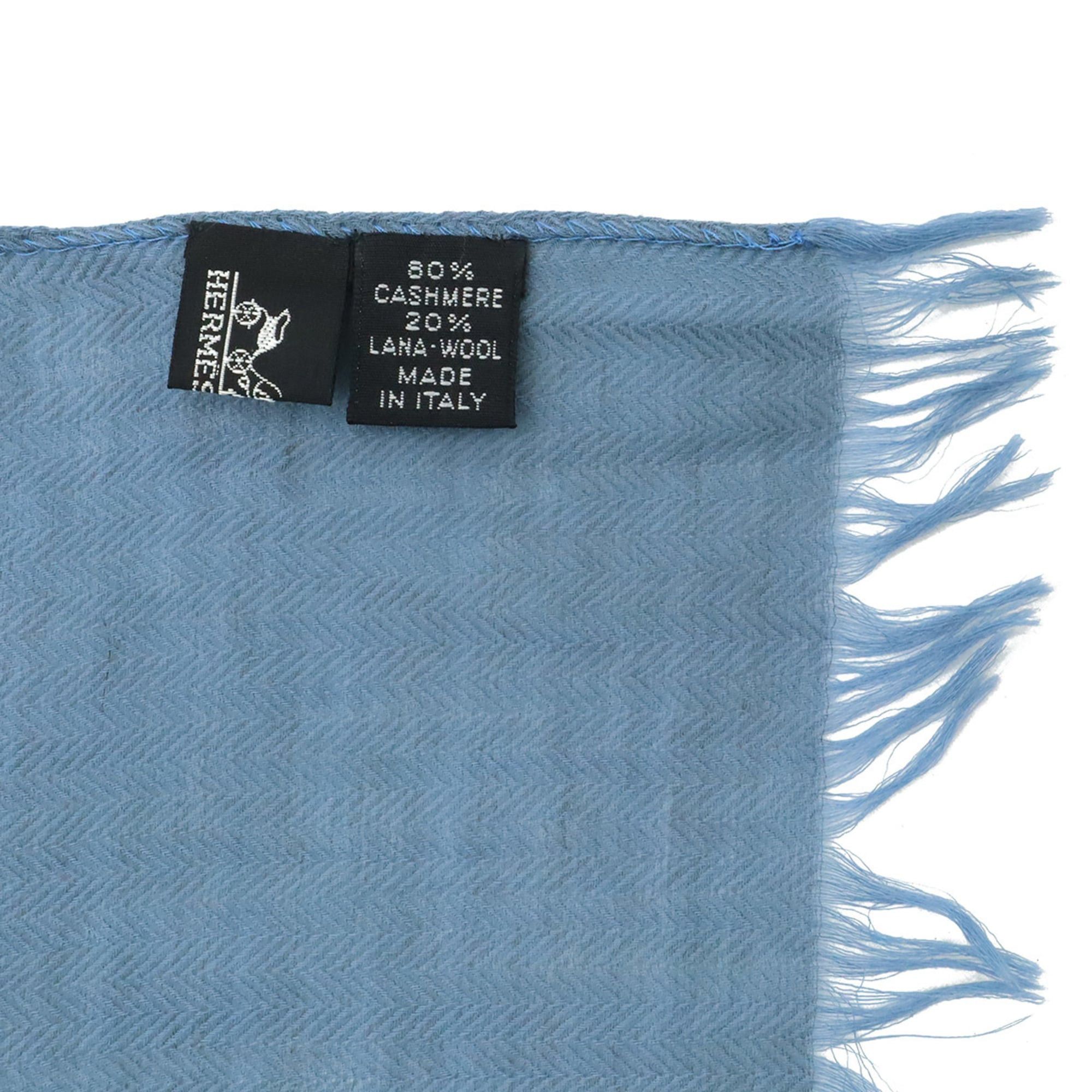 Hermes HERMES H Stole Shawl, Large, 80% Cashmere, 20% Wool, Dusty Blue Size ONE SIZE - 8 Thumbnail