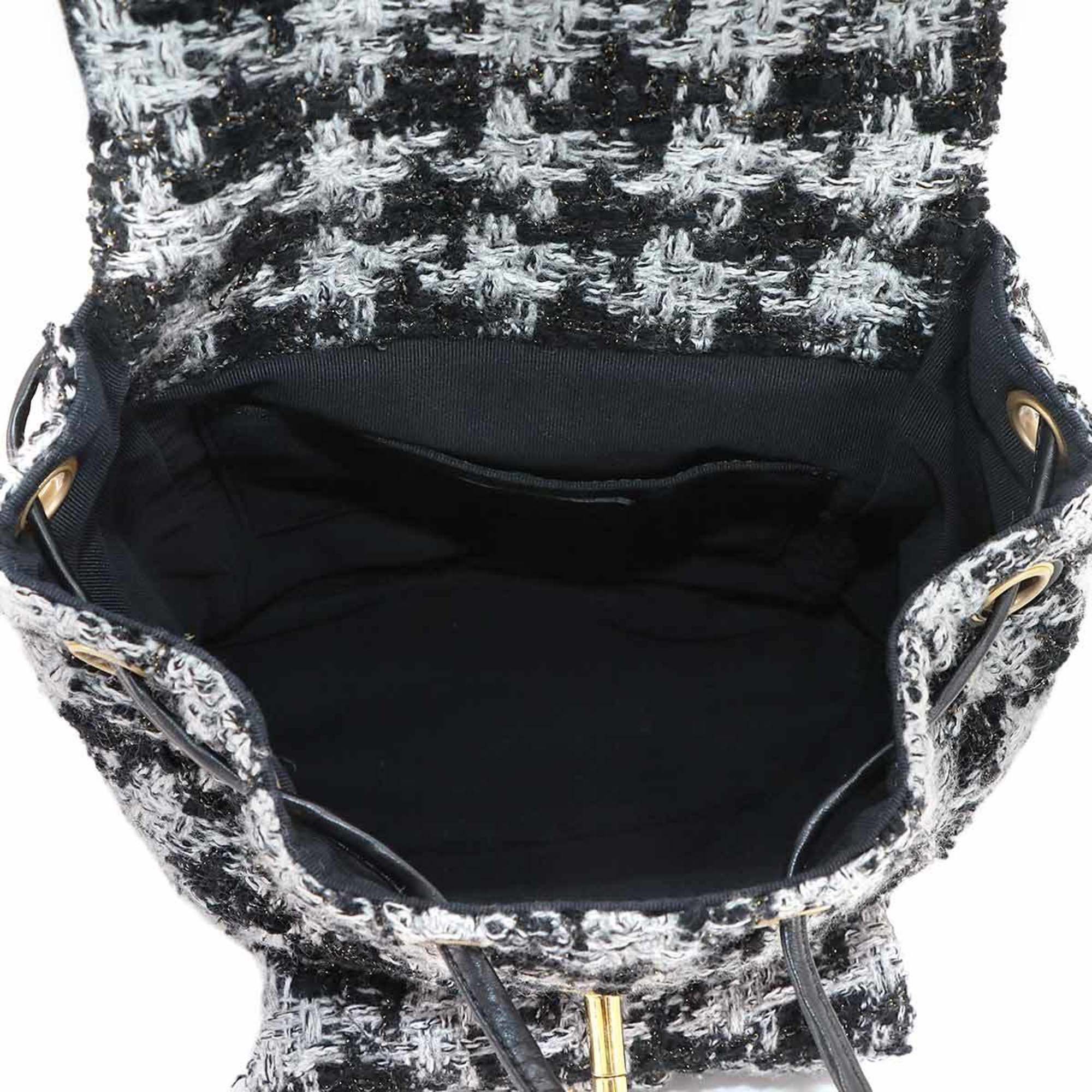 Chanel CHANEL Coco Mark Chain Backpack in Tweed, Leather, and Black/Gray Size ONE SIZE - 6 Thumbnail