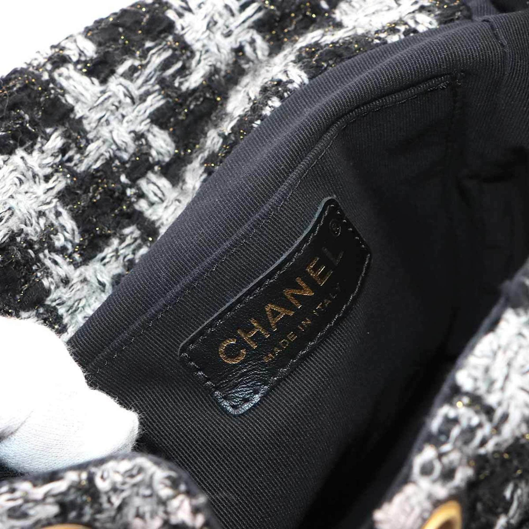 Chanel CHANEL Coco Mark Chain Backpack in Tweed, Leather, and Black/Gray Size ONE SIZE - 7 Thumbnail