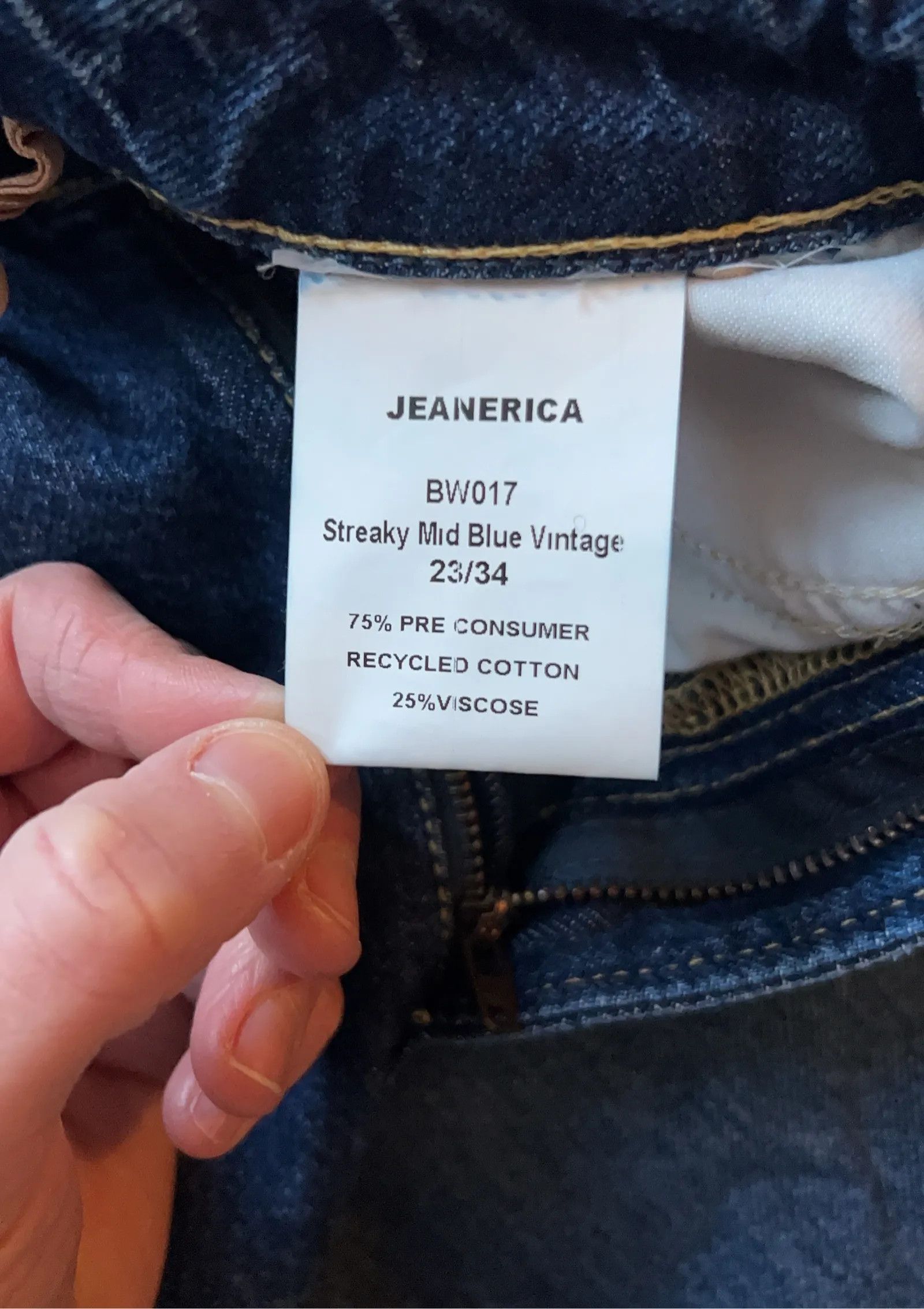 JEANERICA JEANERICA Streaky Mid Blue Vintage Jeans Size 23" - 3 Thumbnail