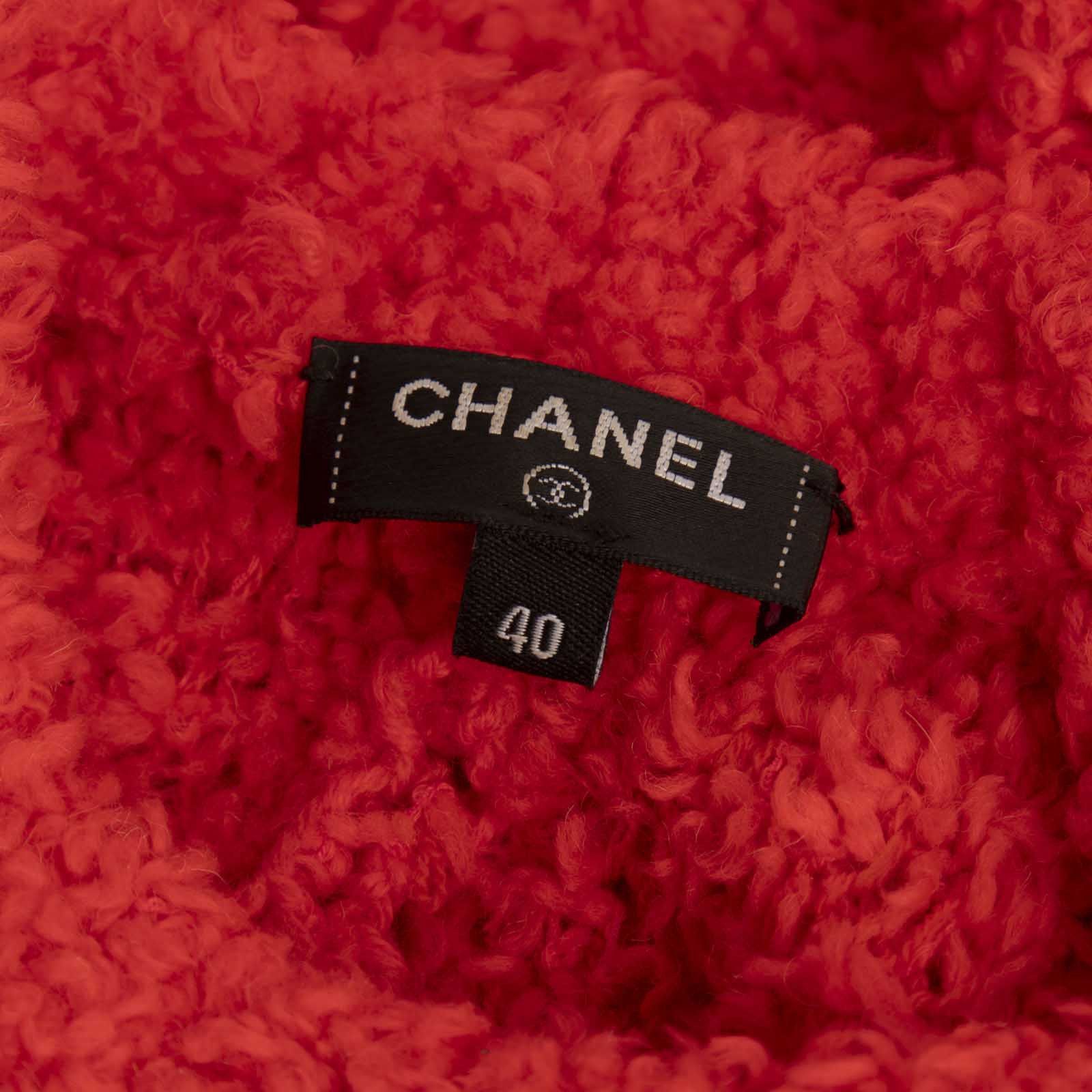 Chanel Red Wool Teddy Knit CC Jumper Size M / US 6-8 / IT 42-44 - 5 Thumbnail