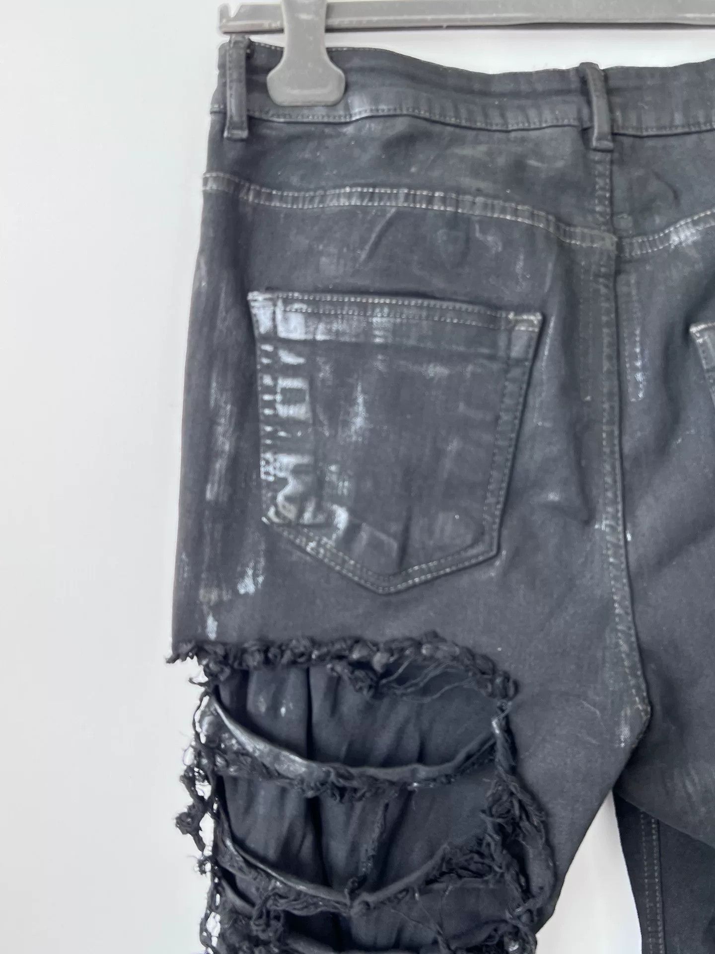 Rick Owens Drkshdw rick owens distressed black denim pants Size US 31 - 5 Thumbnail