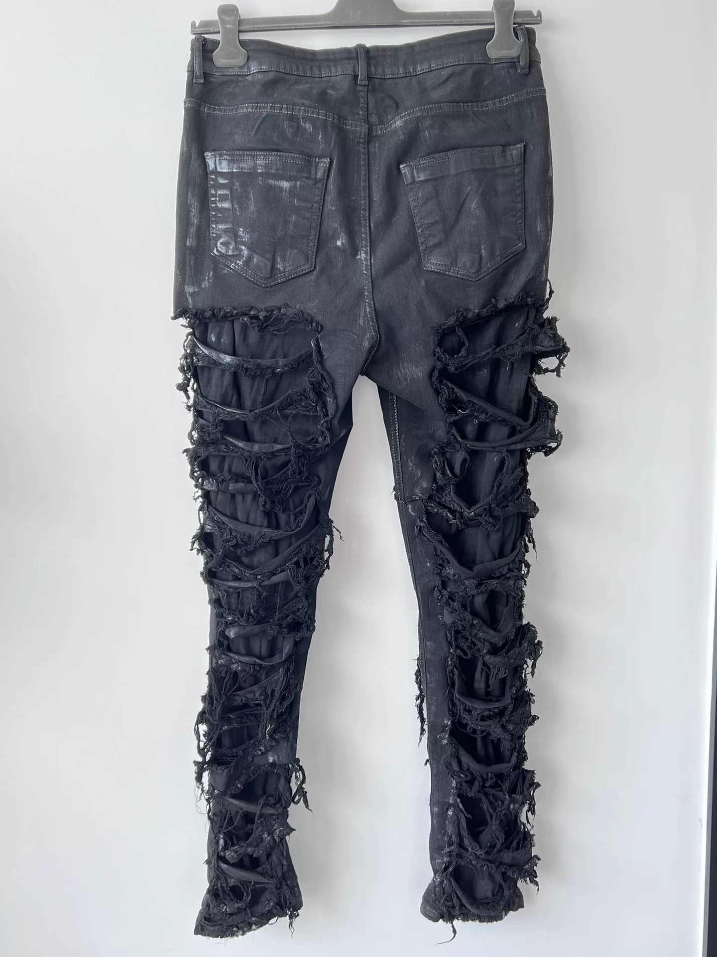 Rick Owens Drkshdw rick owens distressed black denim pants Size US 31 - 4 Thumbnail