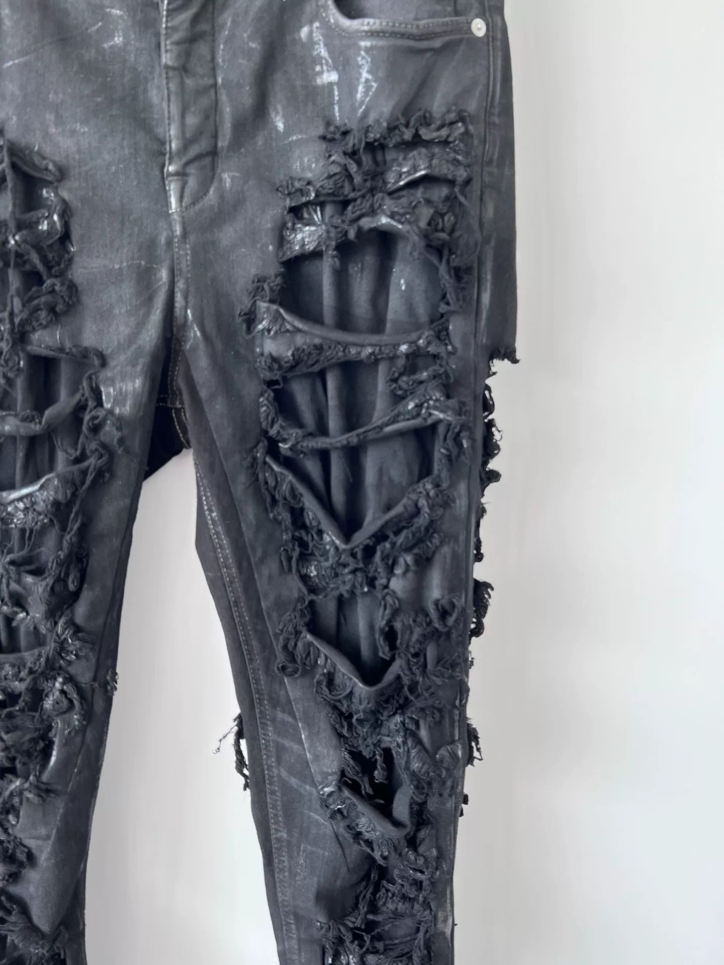 Rick Owens Drkshdw rick owens distressed black denim pants Size US 31 - 3 Thumbnail
